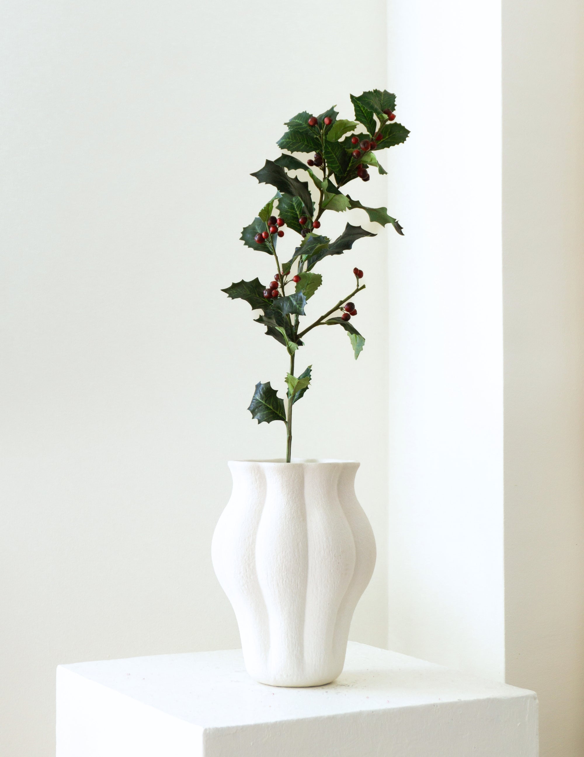 Kunstblume Ilexzweig mit Früchten Grün