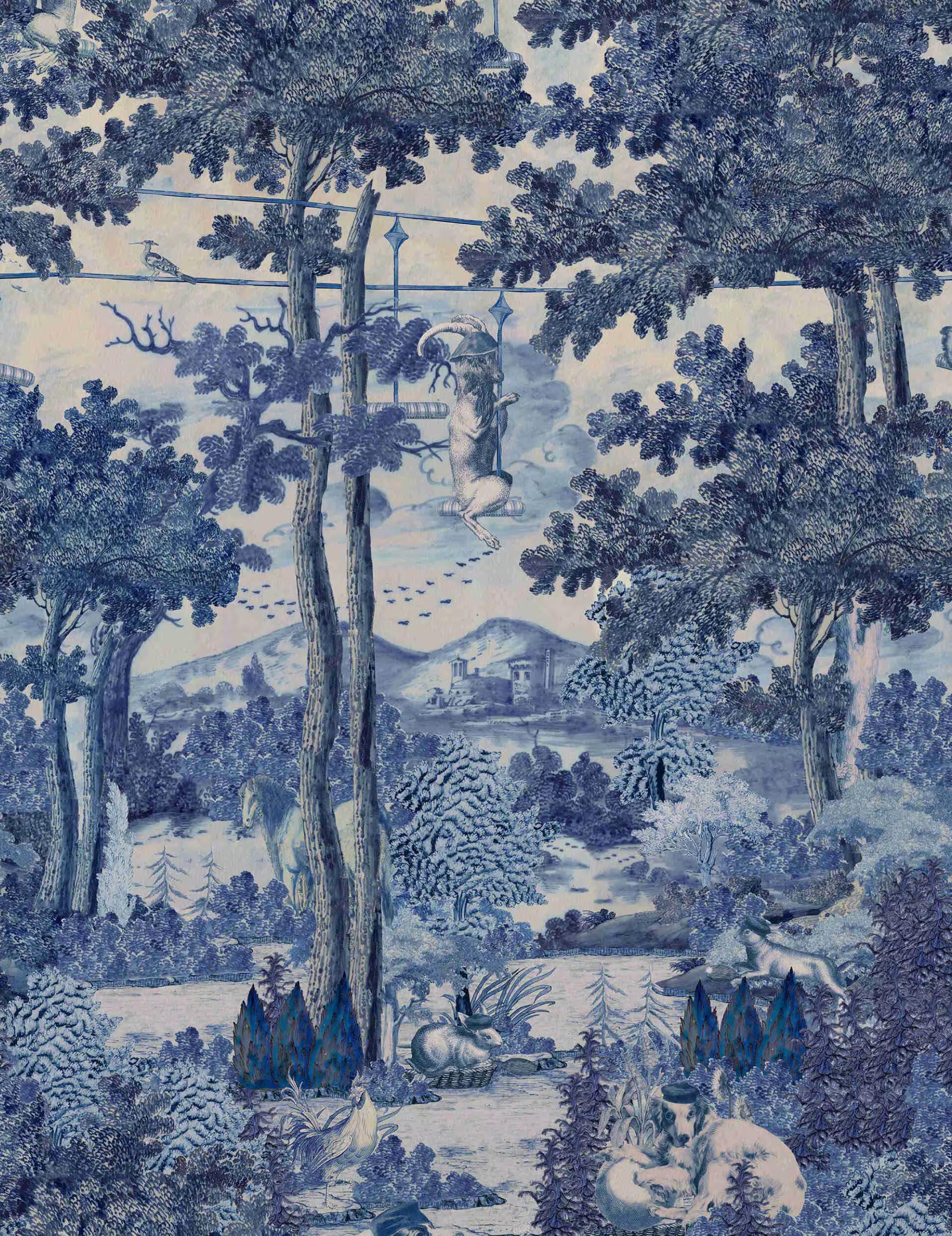 Wandtapete Toile Du Carpathian Indigo