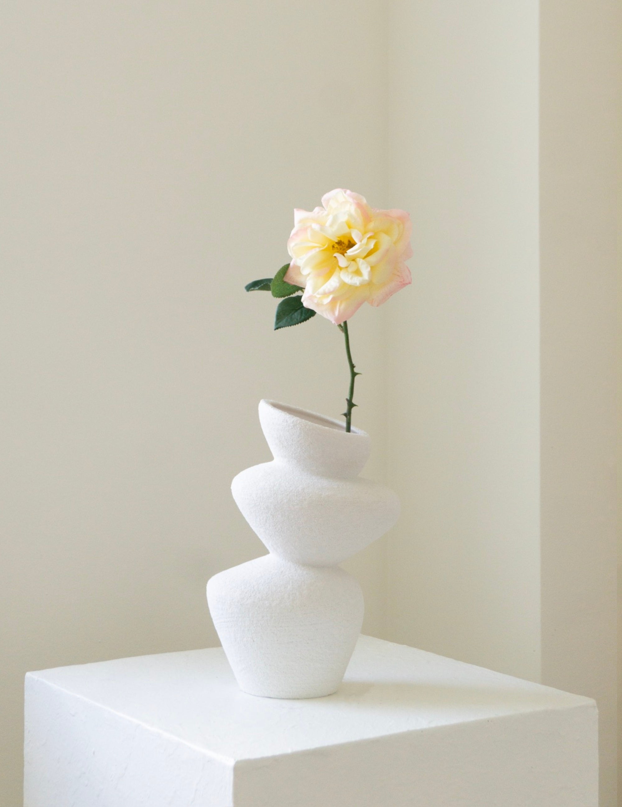 Kunstblume Rose Hellgelb-Rosa