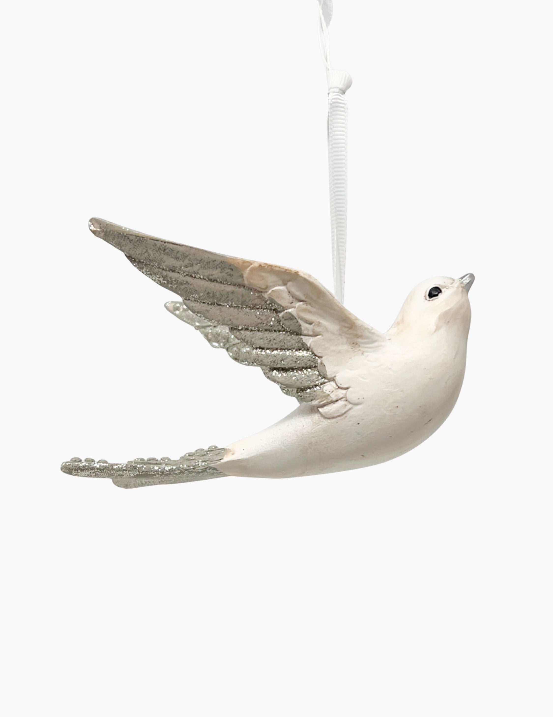 Weihnachtsanhänger Taube aus Holz Weiß