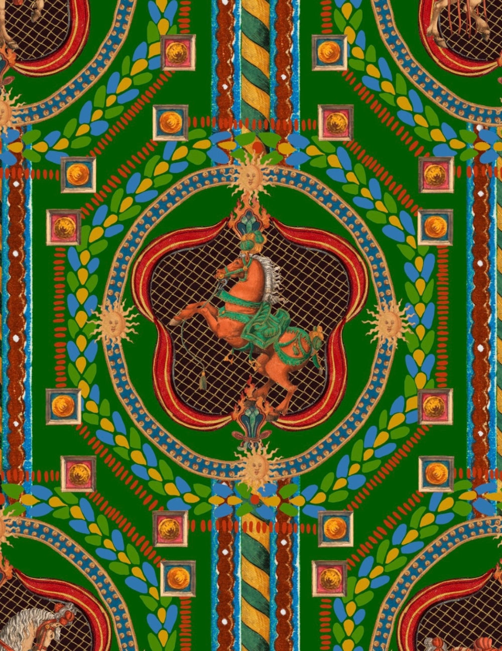 Wandtapete Venetian Ornament Green