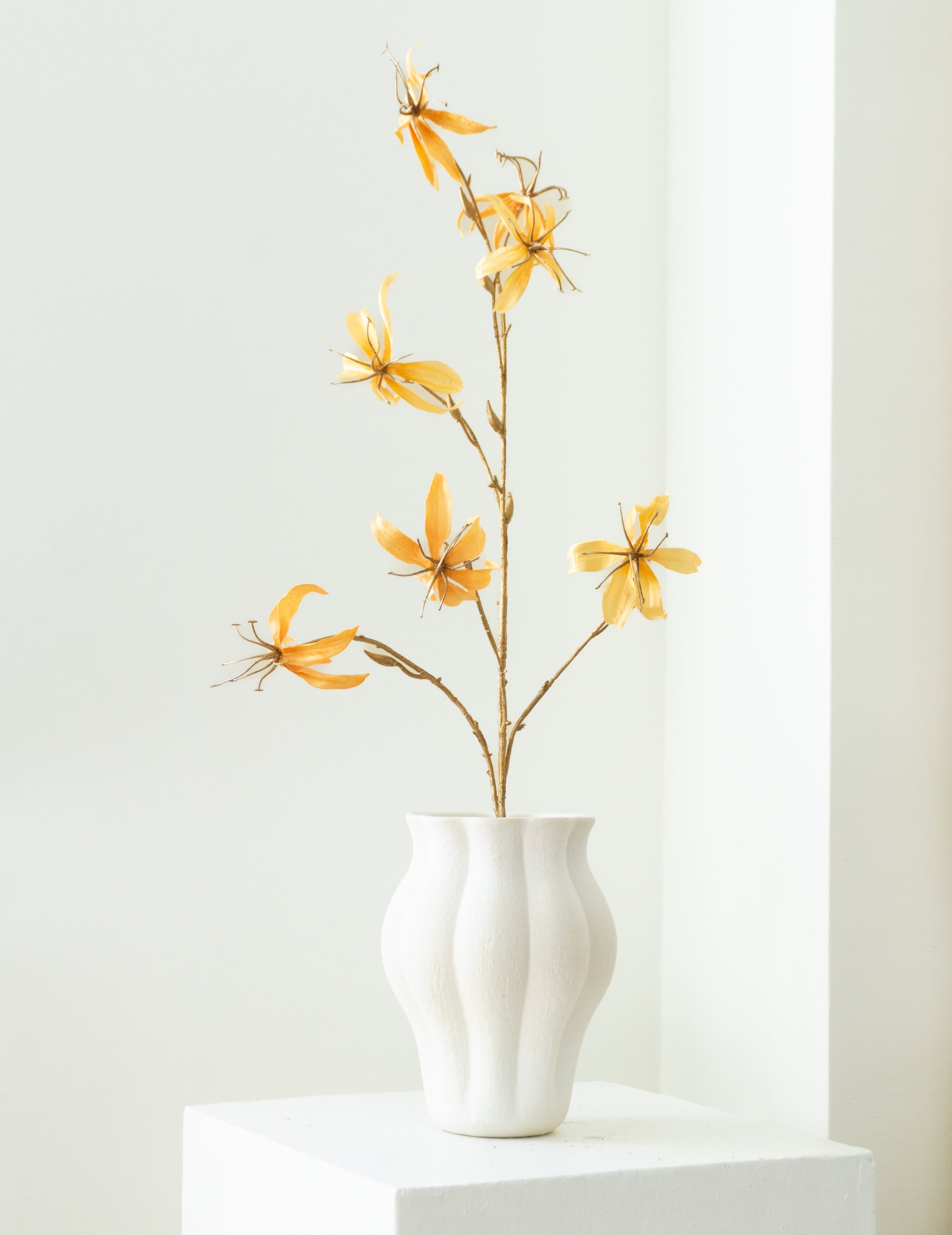 Kunstblume Gloriosa aus Samt Gelb-Gold