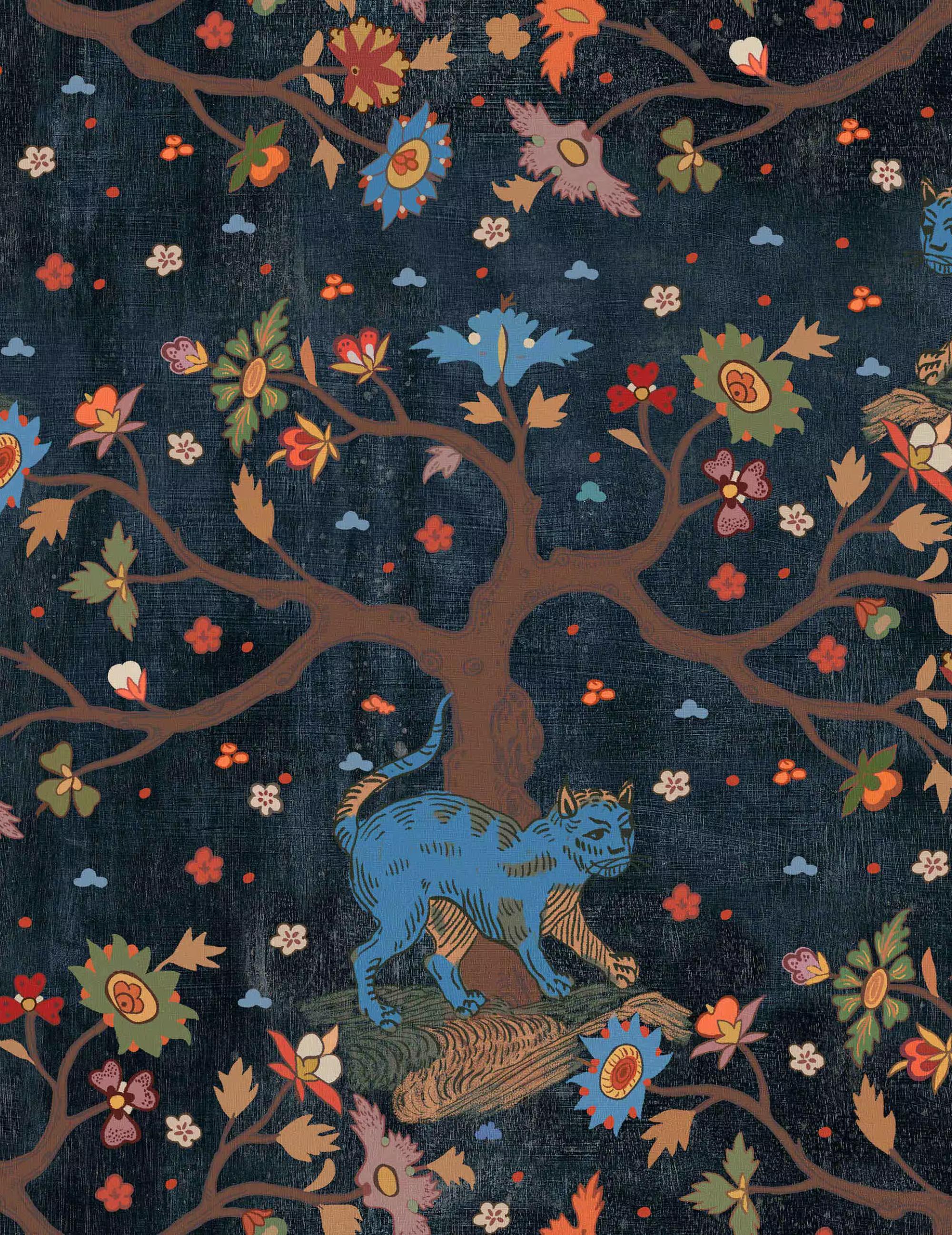 Wandtapete Tree Of Life Anthrazit