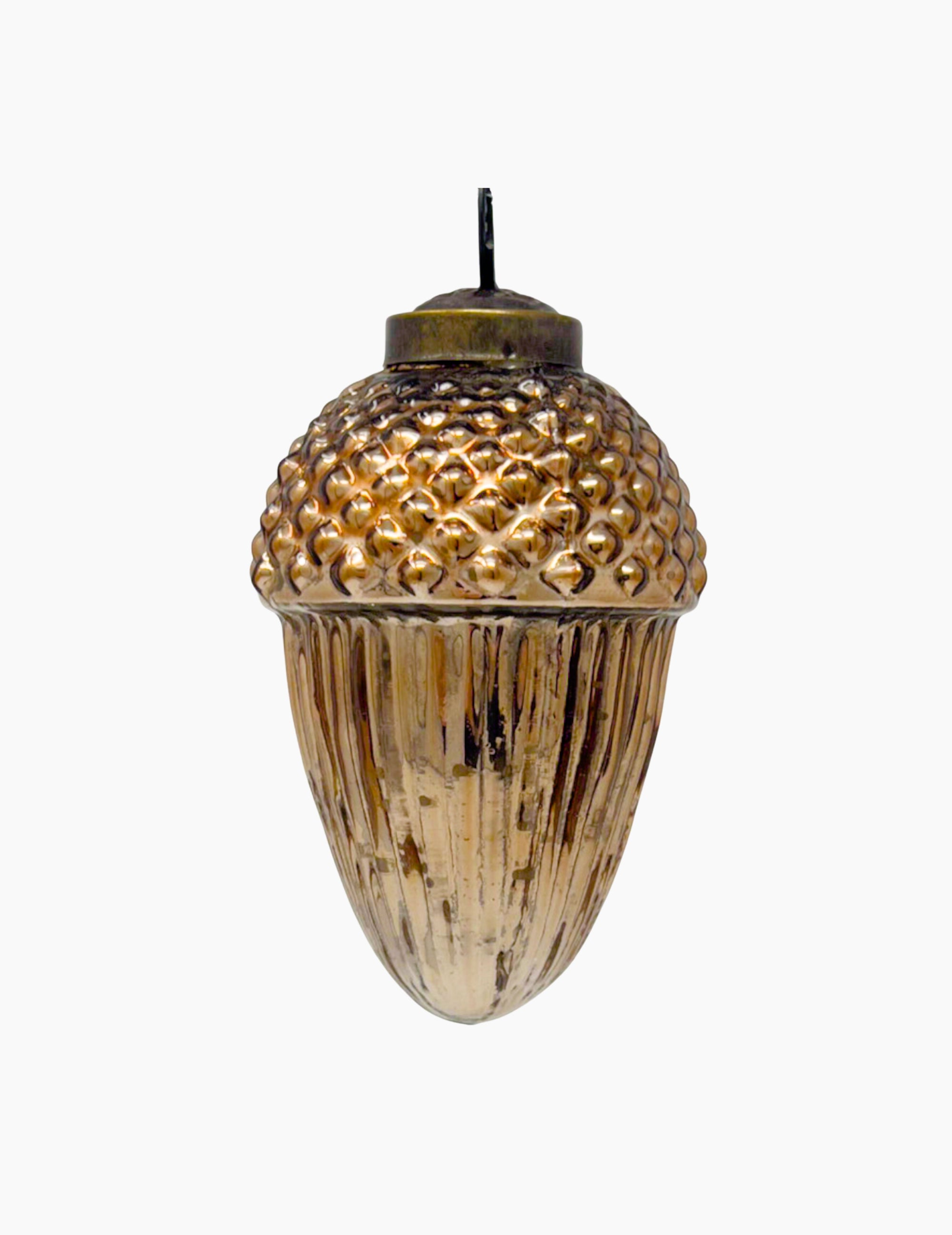 Christmas ornament made of glass acorn brown gold