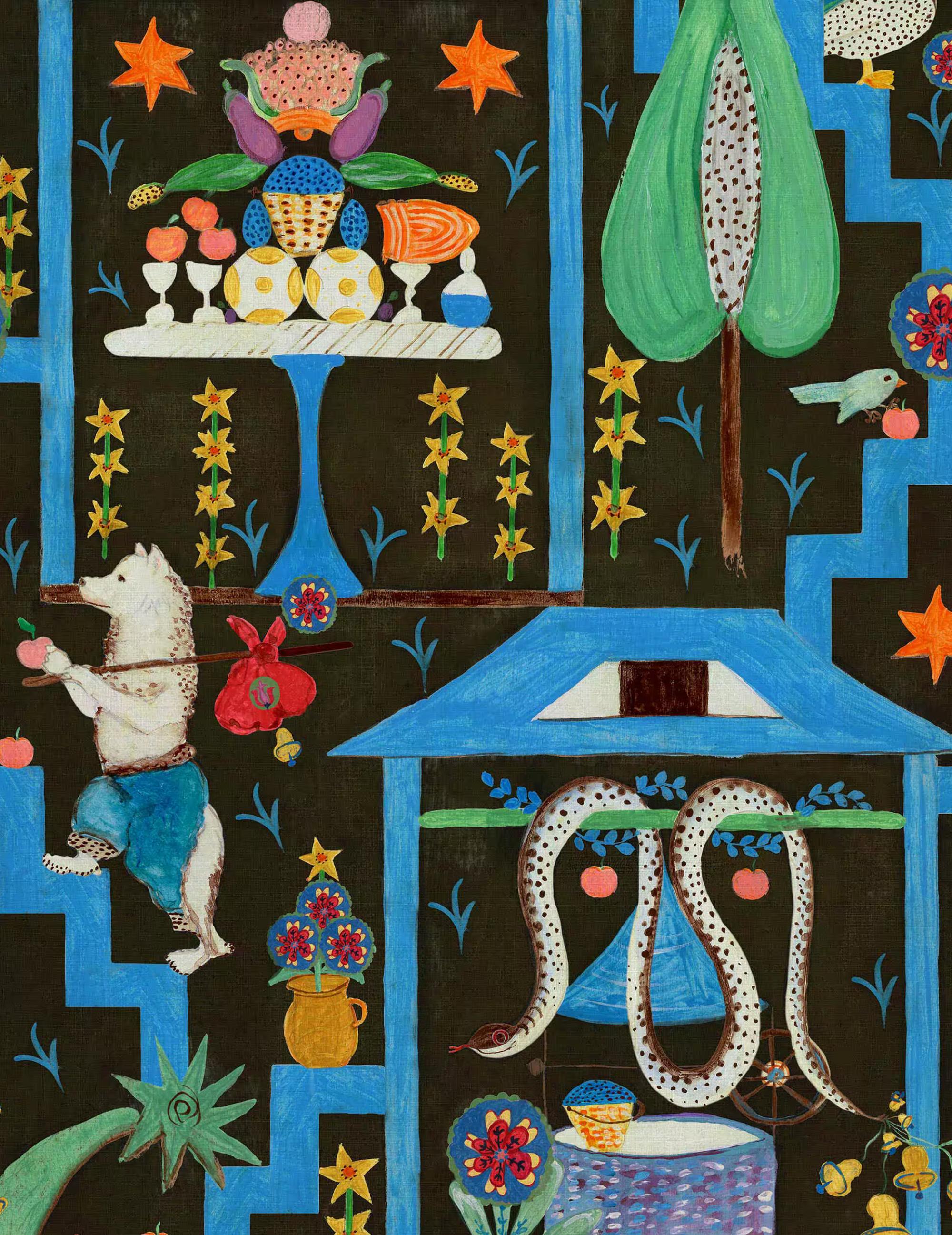 Wandtapete Wonderland Anthrazit