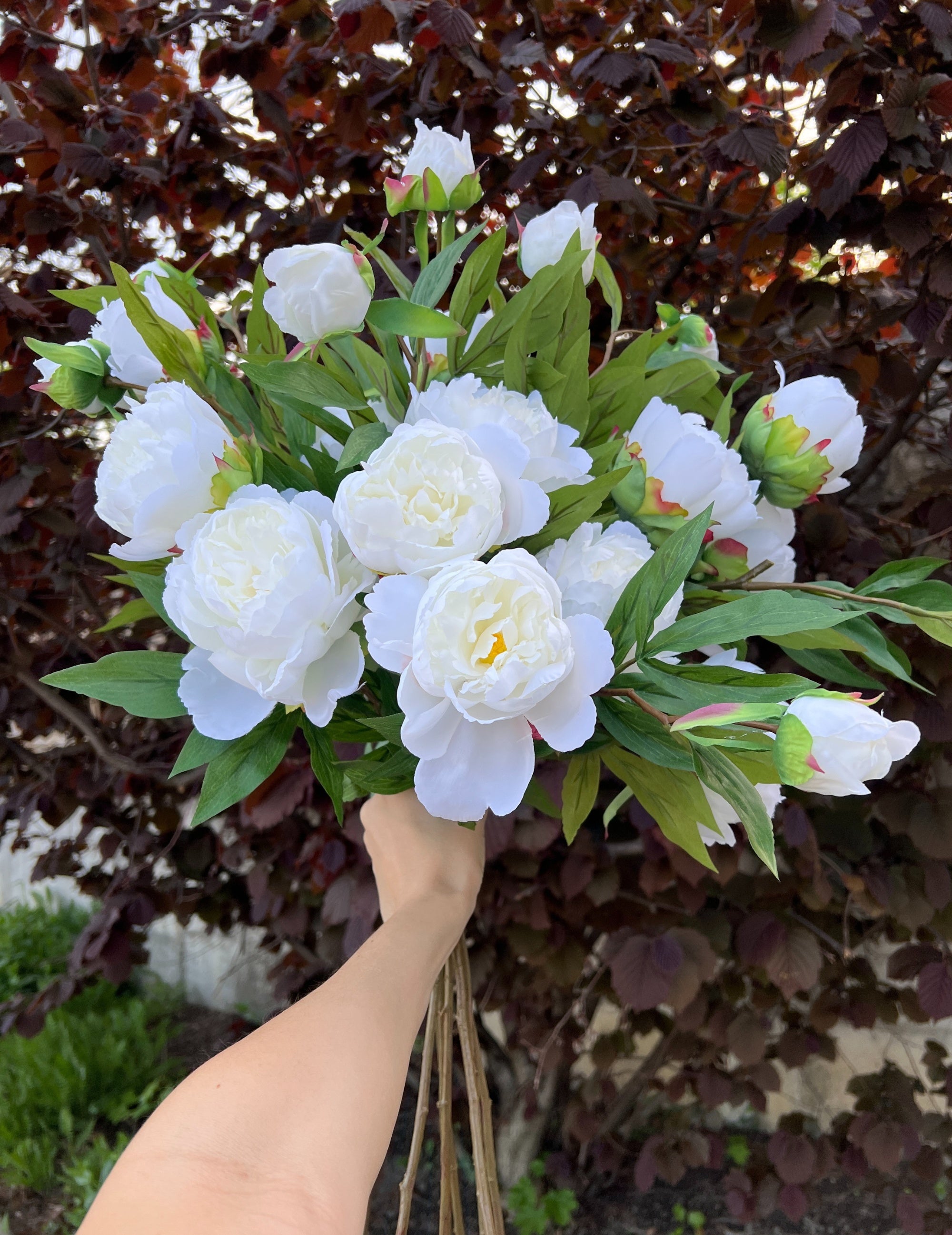 Kunstblumen-Strauß White Peonies