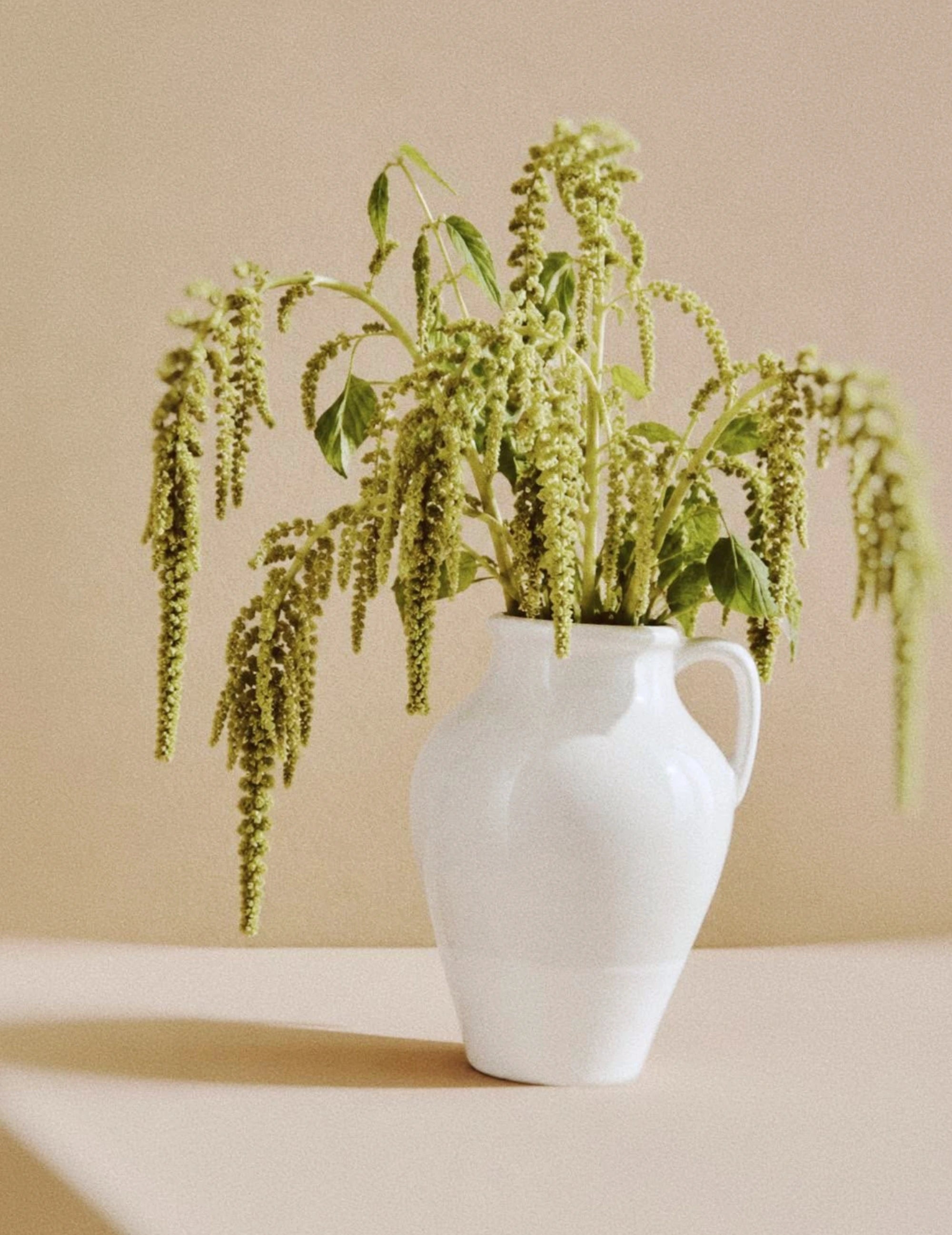 Deko-Vase mit Henkel Hellgrau