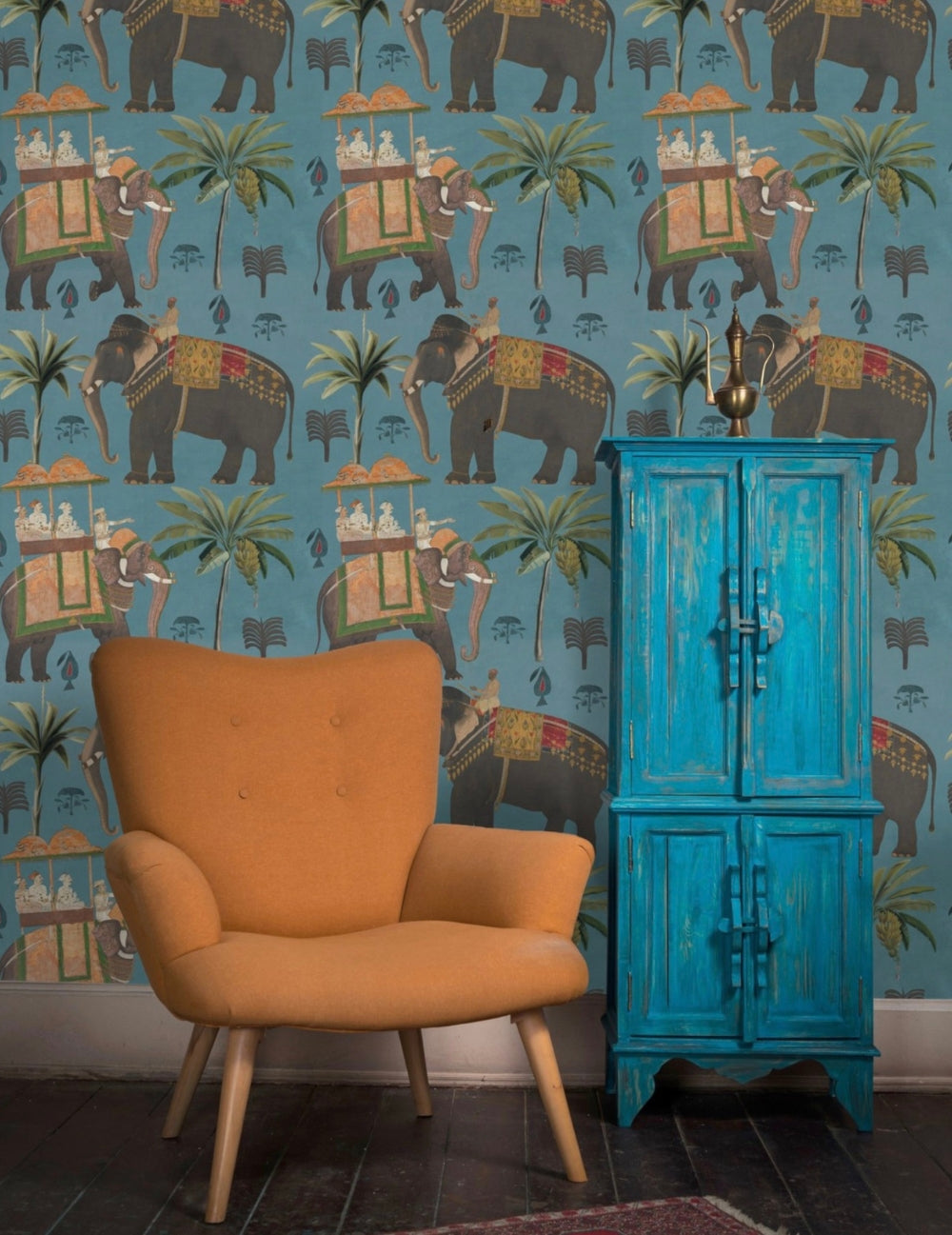 Wandtapete The Procession Blue