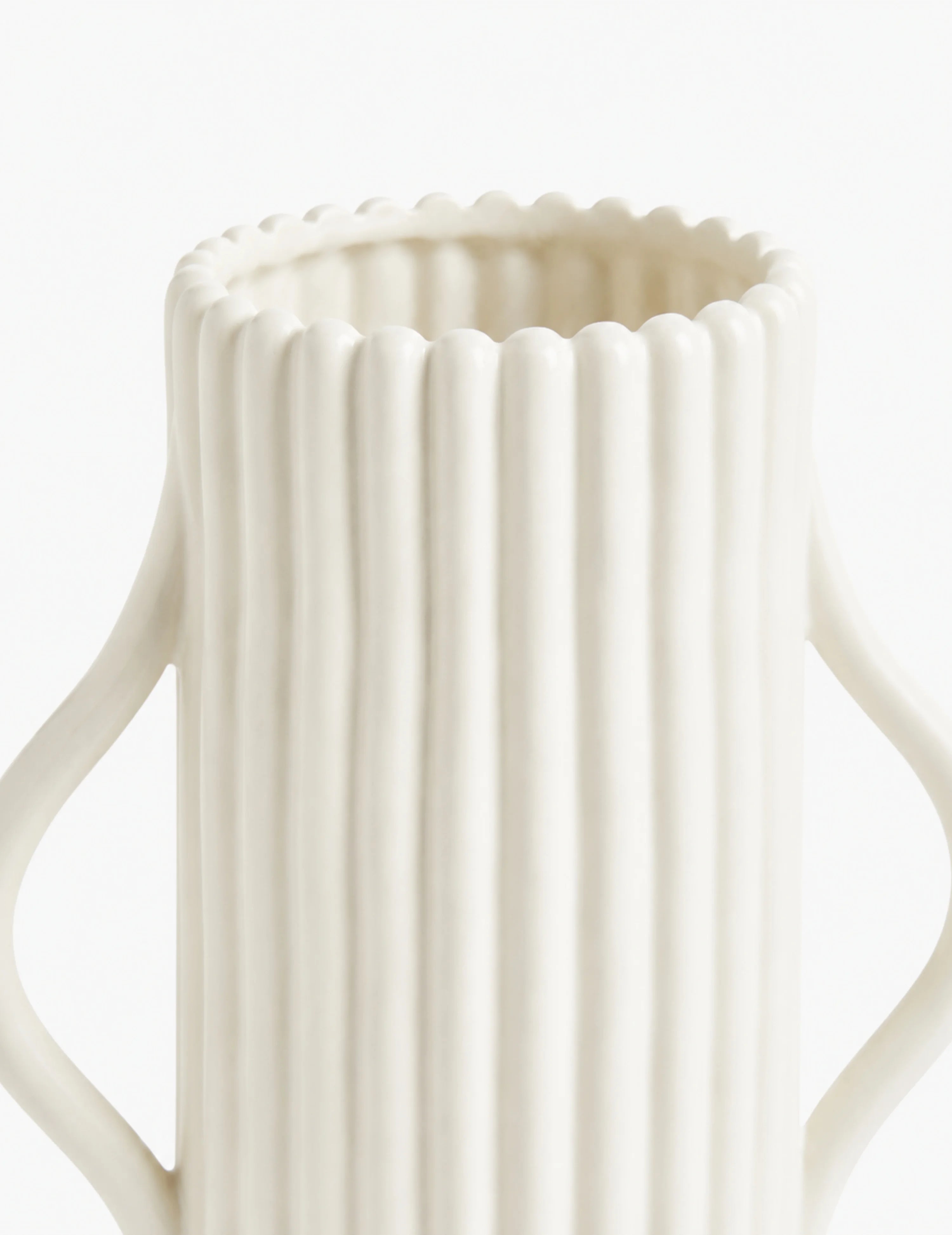 Deko-Vase mit Henkel Keramik Weiß