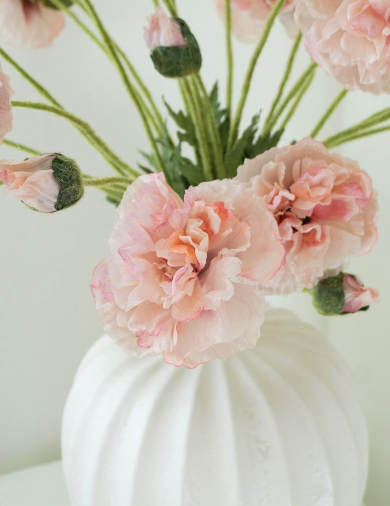 Kunstblume Mohn mit Knospe Rosa