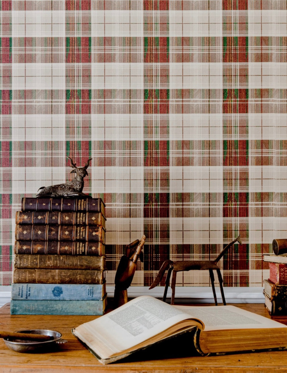 Wandtapete Countryside Plaid Leather