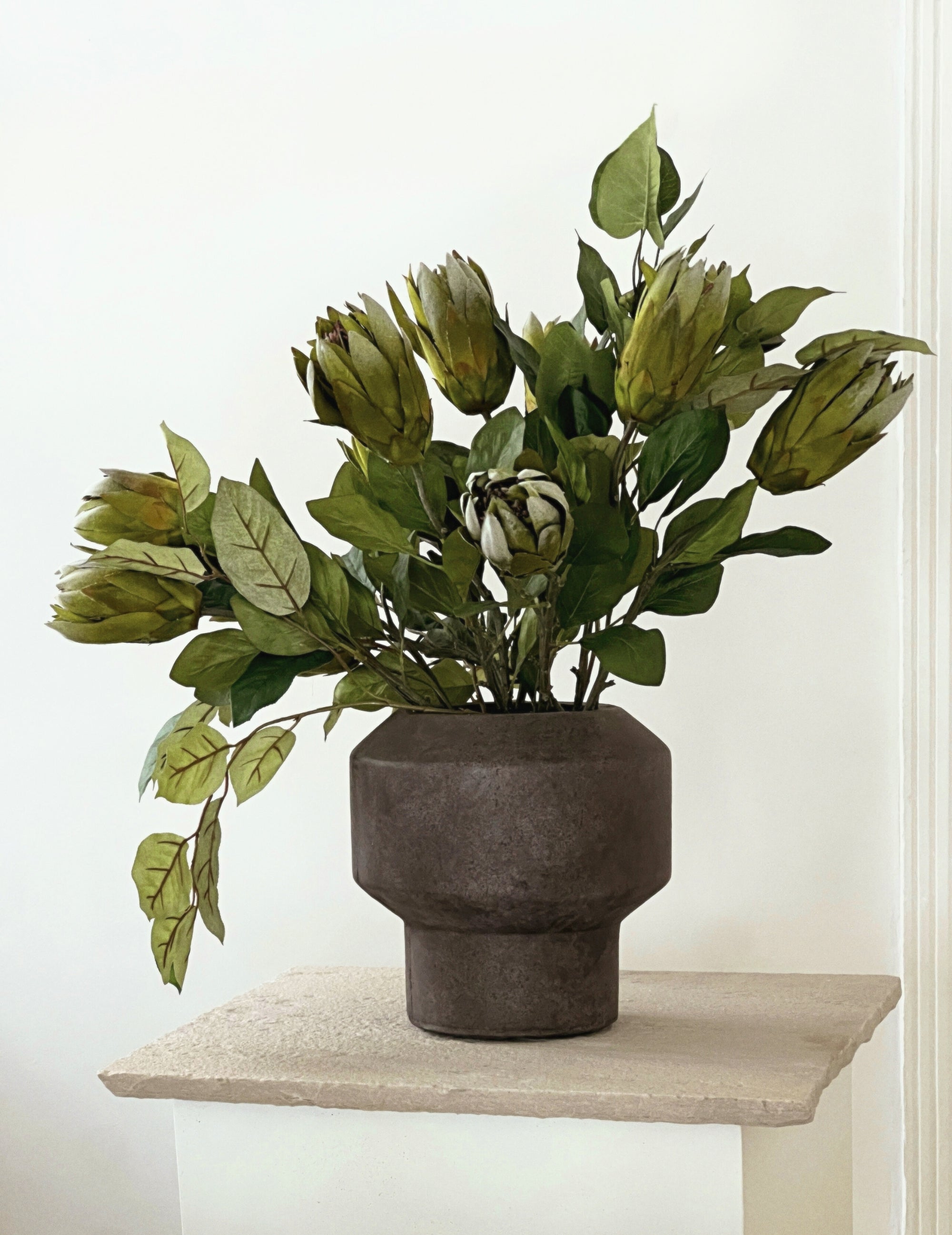 Kunstblume Protea Grün