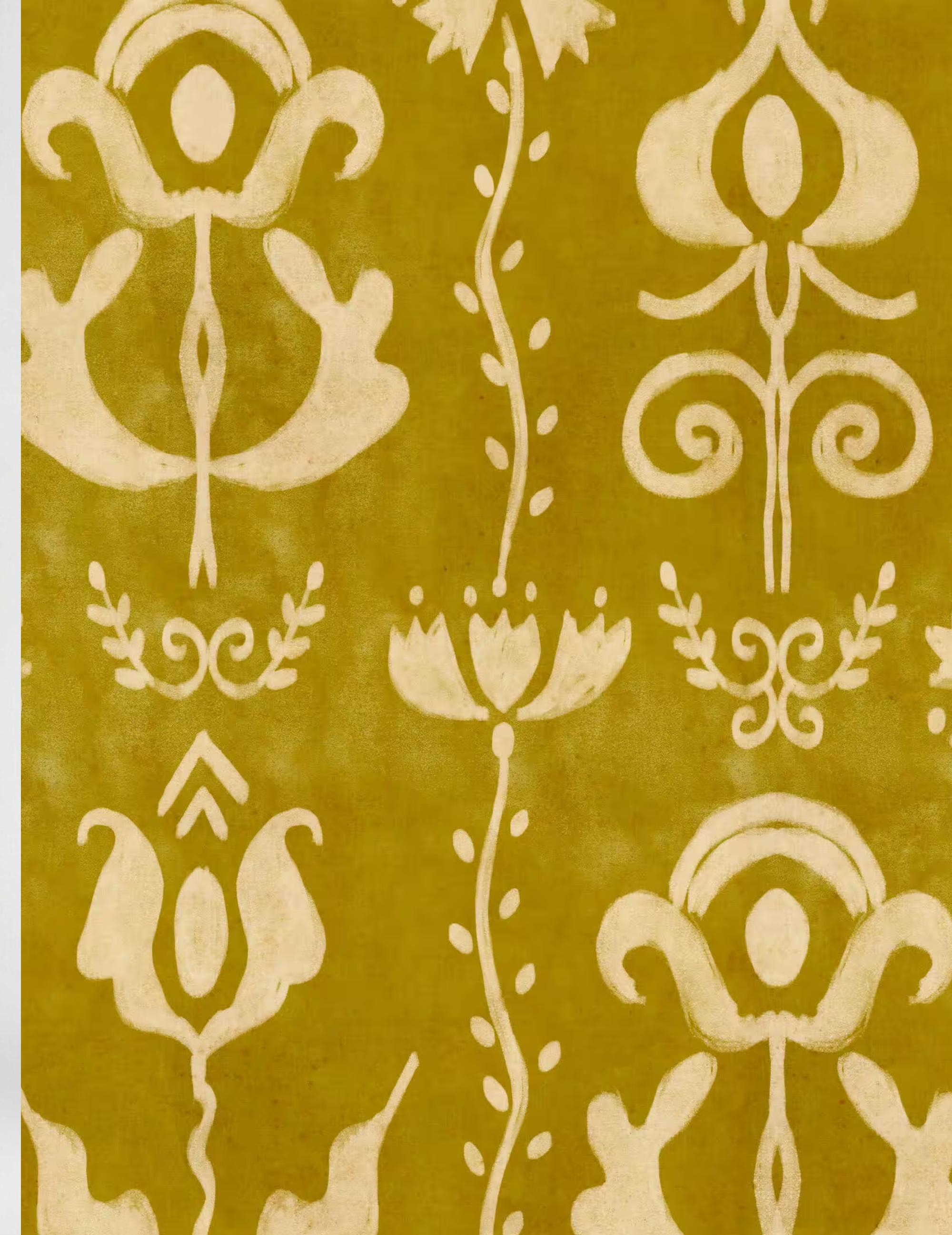 Wandtapete Grandma's Stencil Mustard