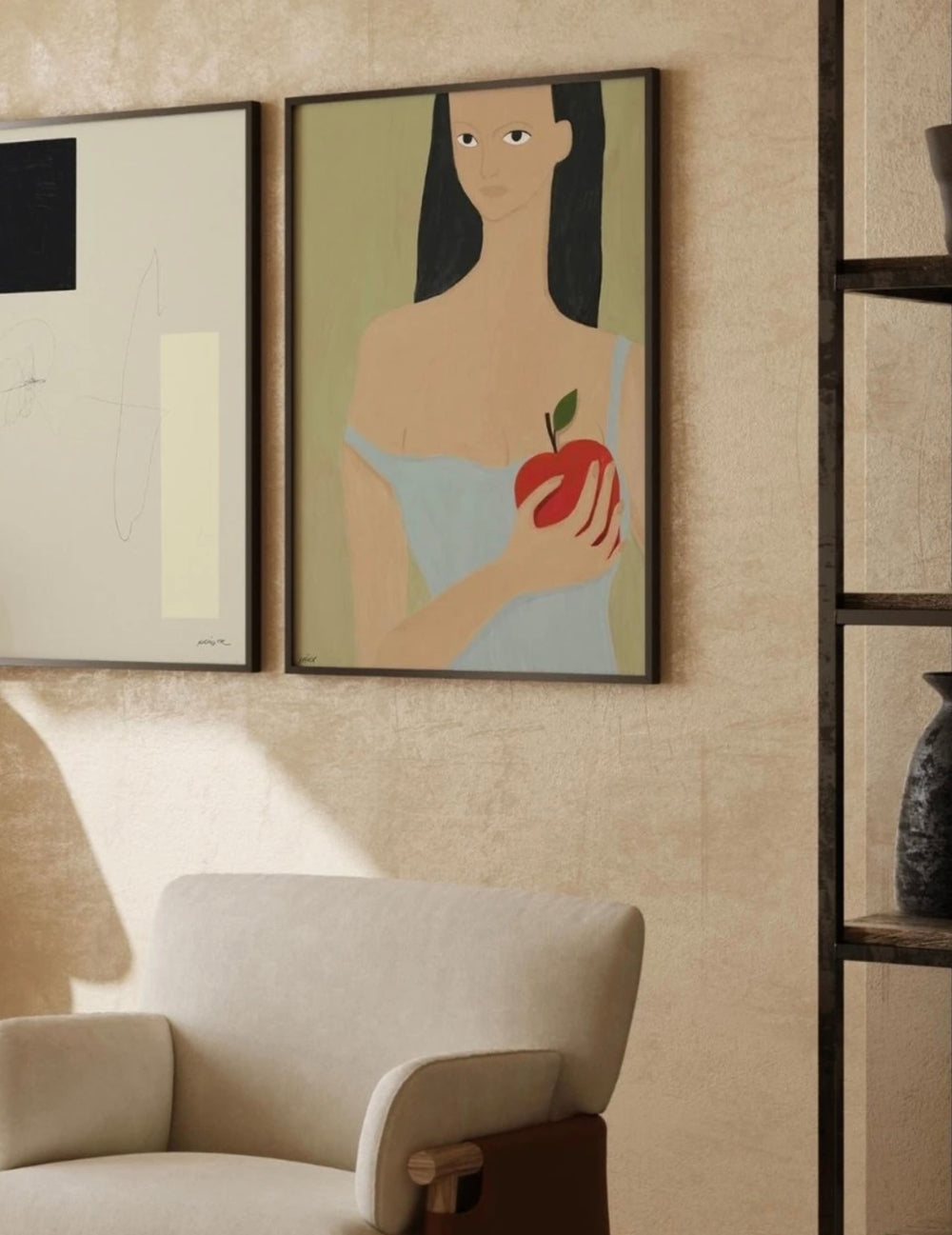 Poster Eve mit Apfel Grün