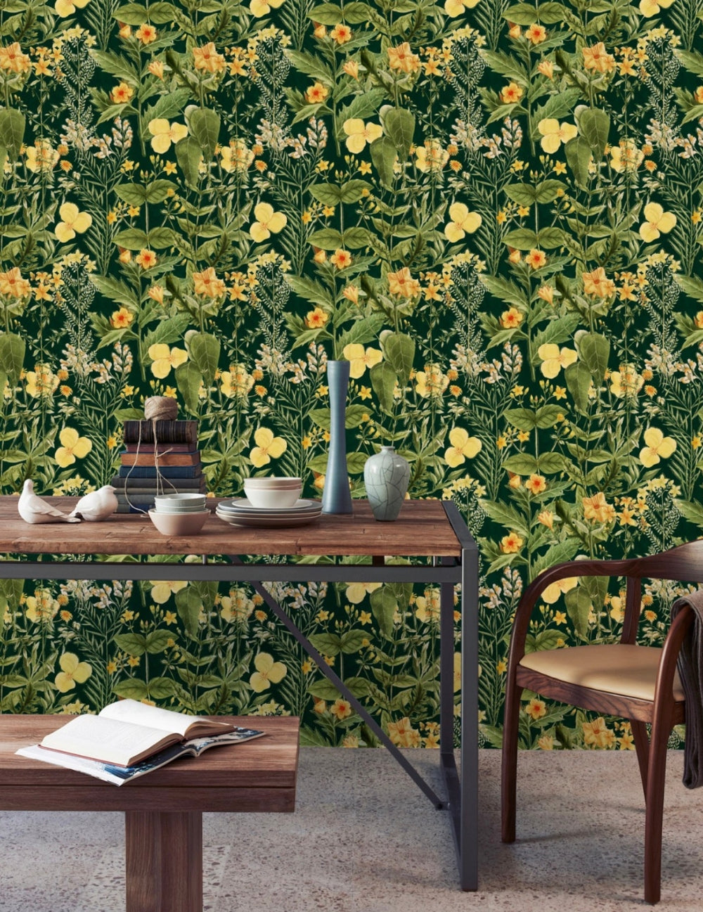 Wandtapete Mimulus Anthrazit