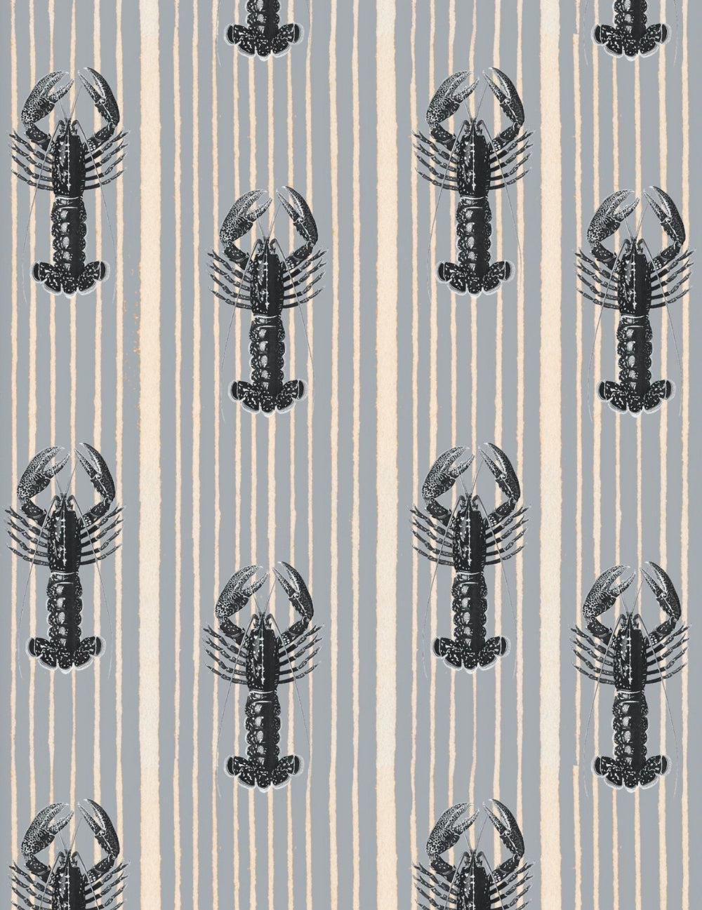 Wandtapete Mediterranean Lobster Light Grey