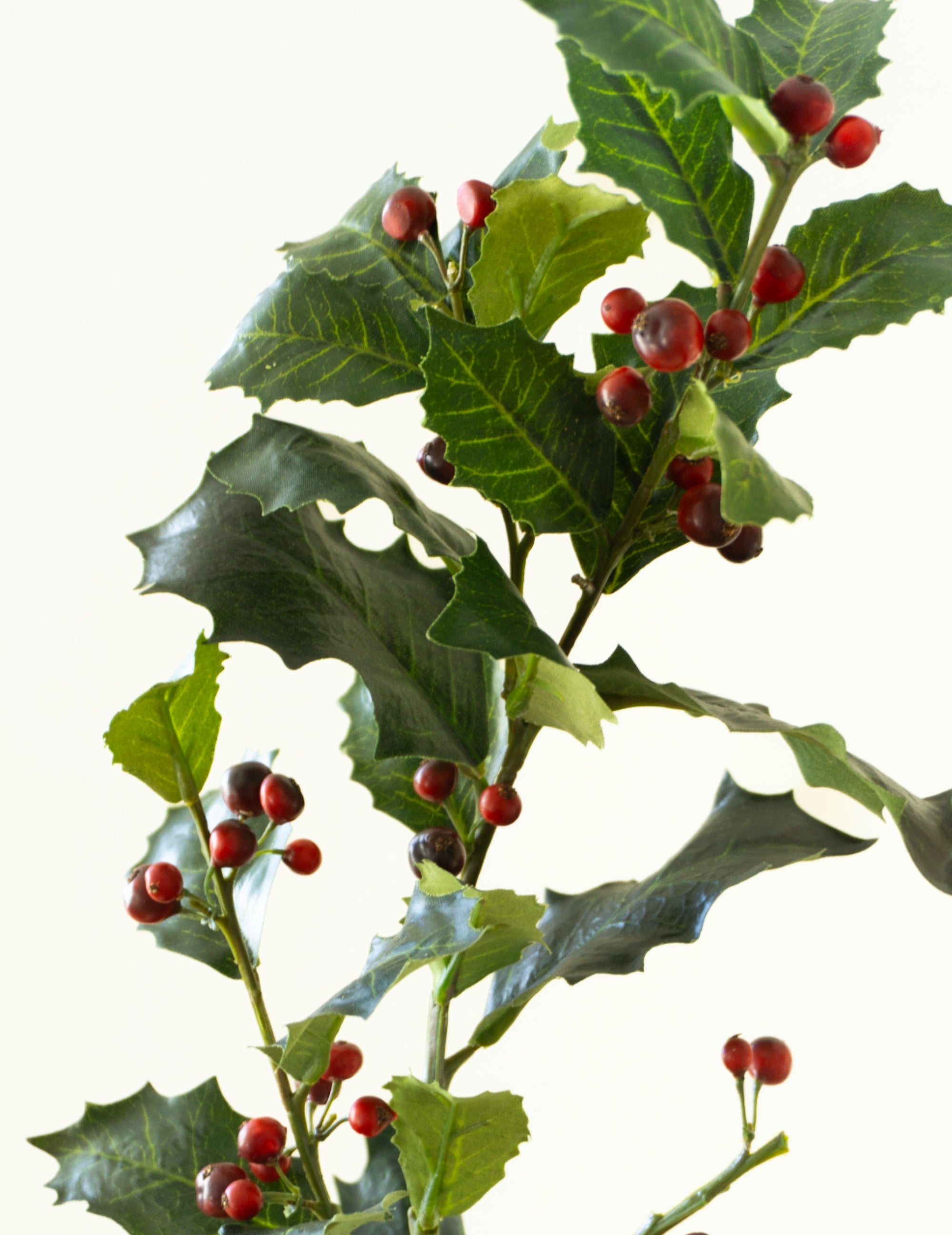 Kunstblume Ilexzweig mit Früchten Grün