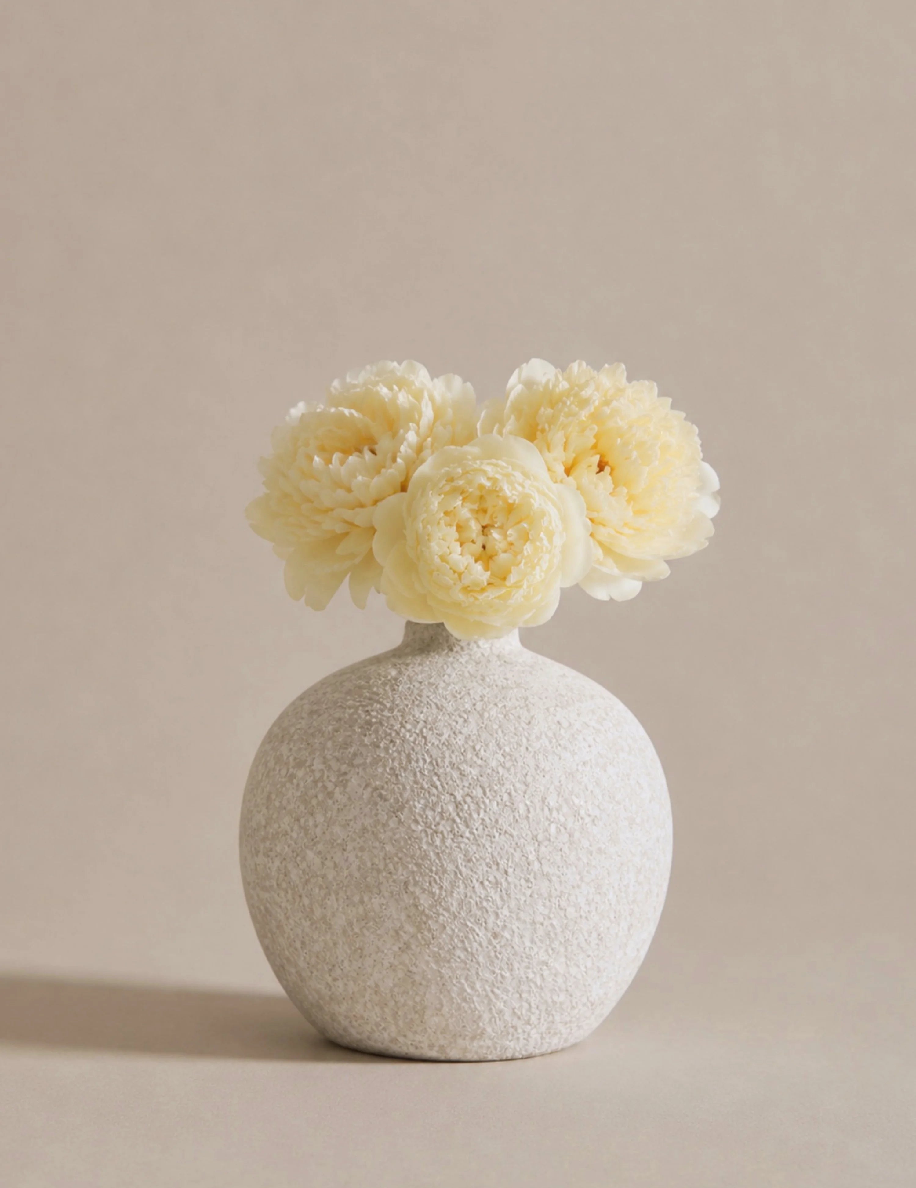 Deko-Vase Rund Weiß-Beige