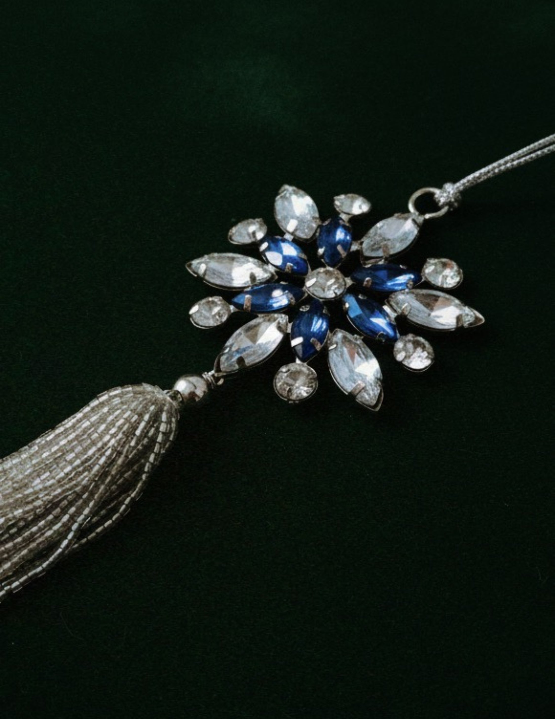 Weihnachtsanhänger Blume in Silber Blau