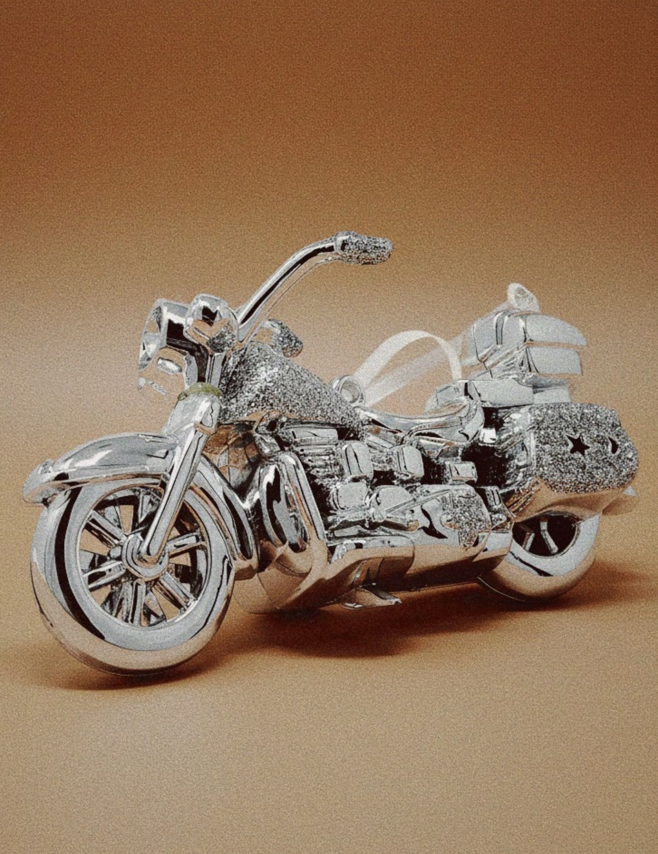 Weihnachtsornament Motorrad mit Glitter Silber