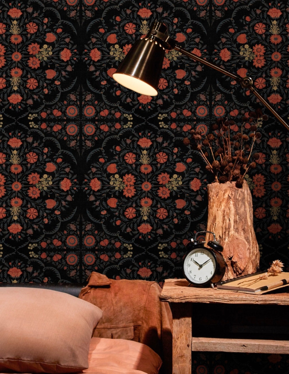 Wandtapete Hindu Bloom Anthrazit