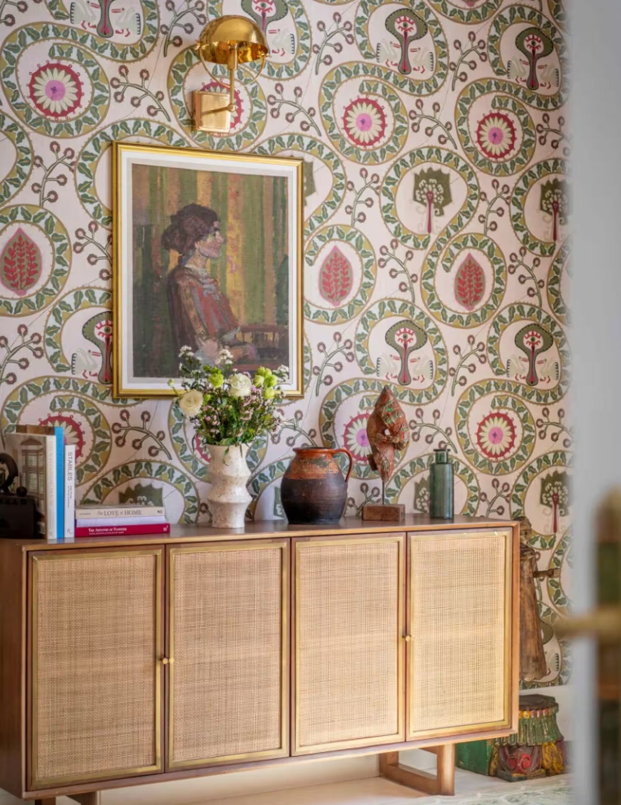 Wandtapete Two Storks Taupe