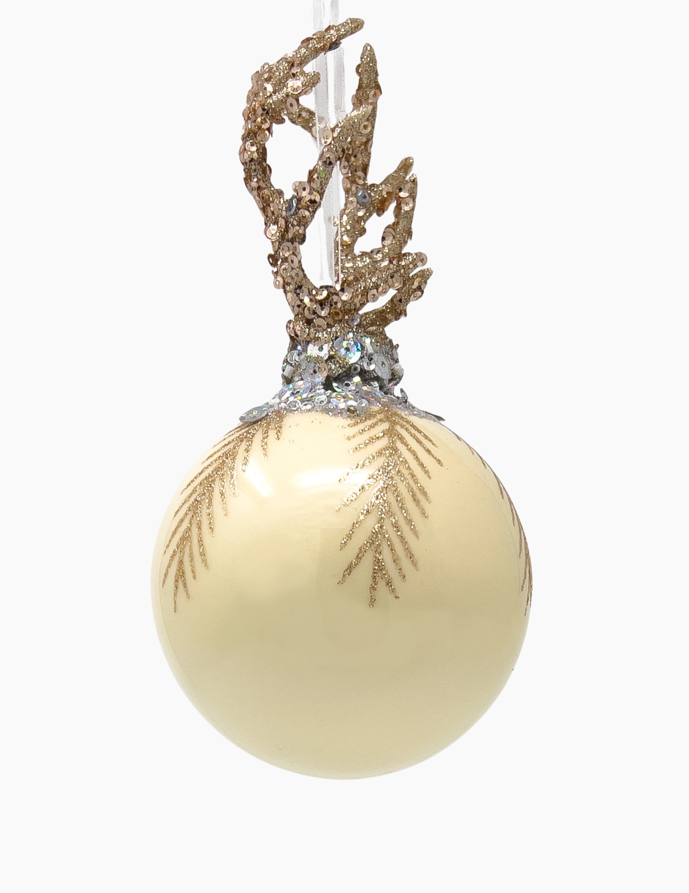 Christmas ball deer antler cream gold