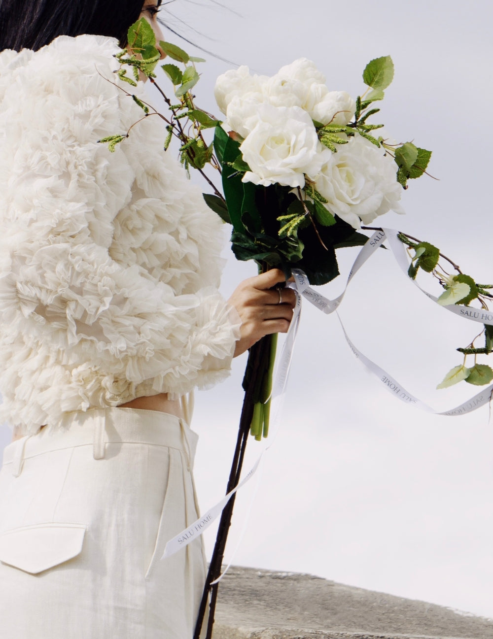 Kunstblumen-Strauß White Lizzy