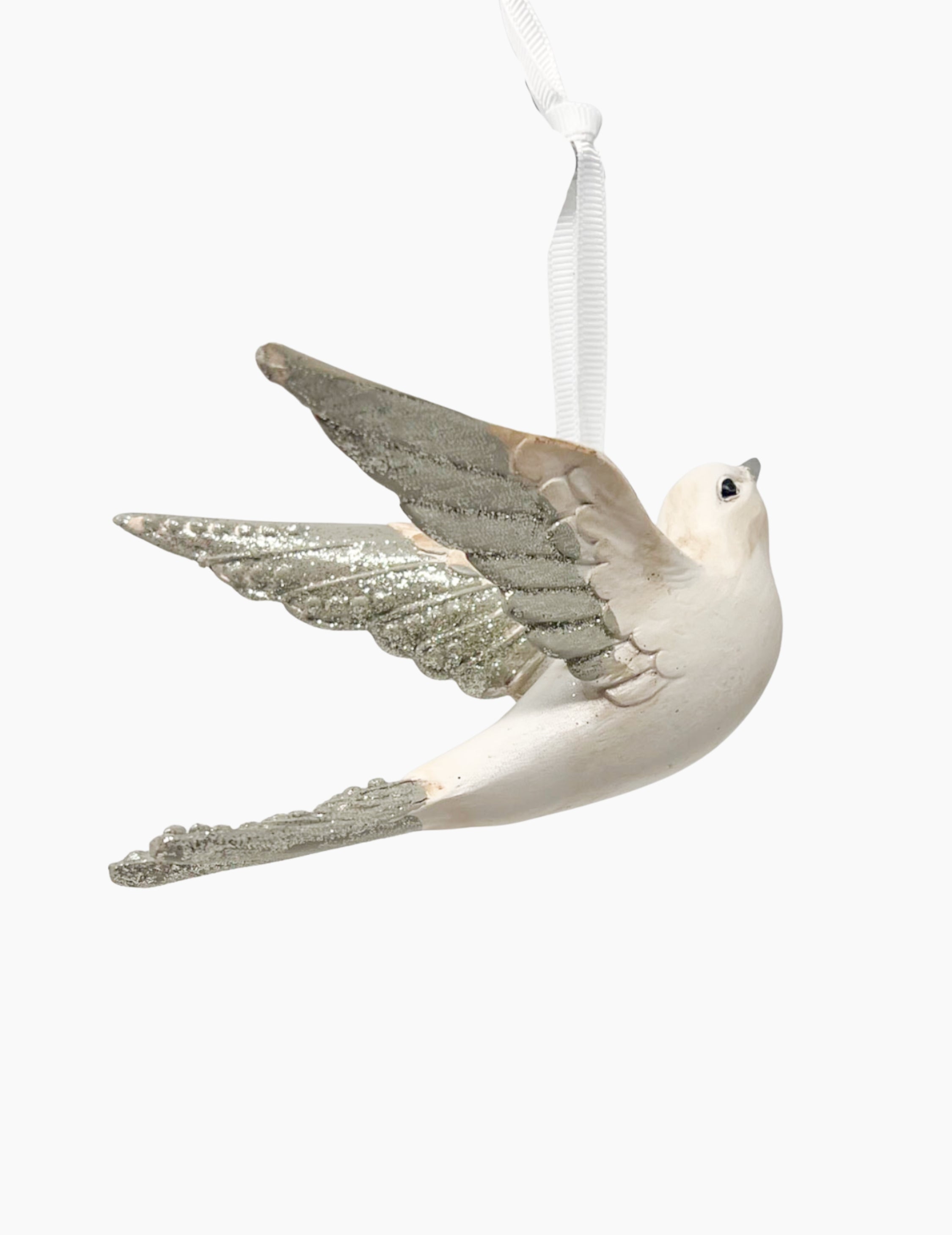 Weihnachtsanhänger Taube aus Holz Weiß