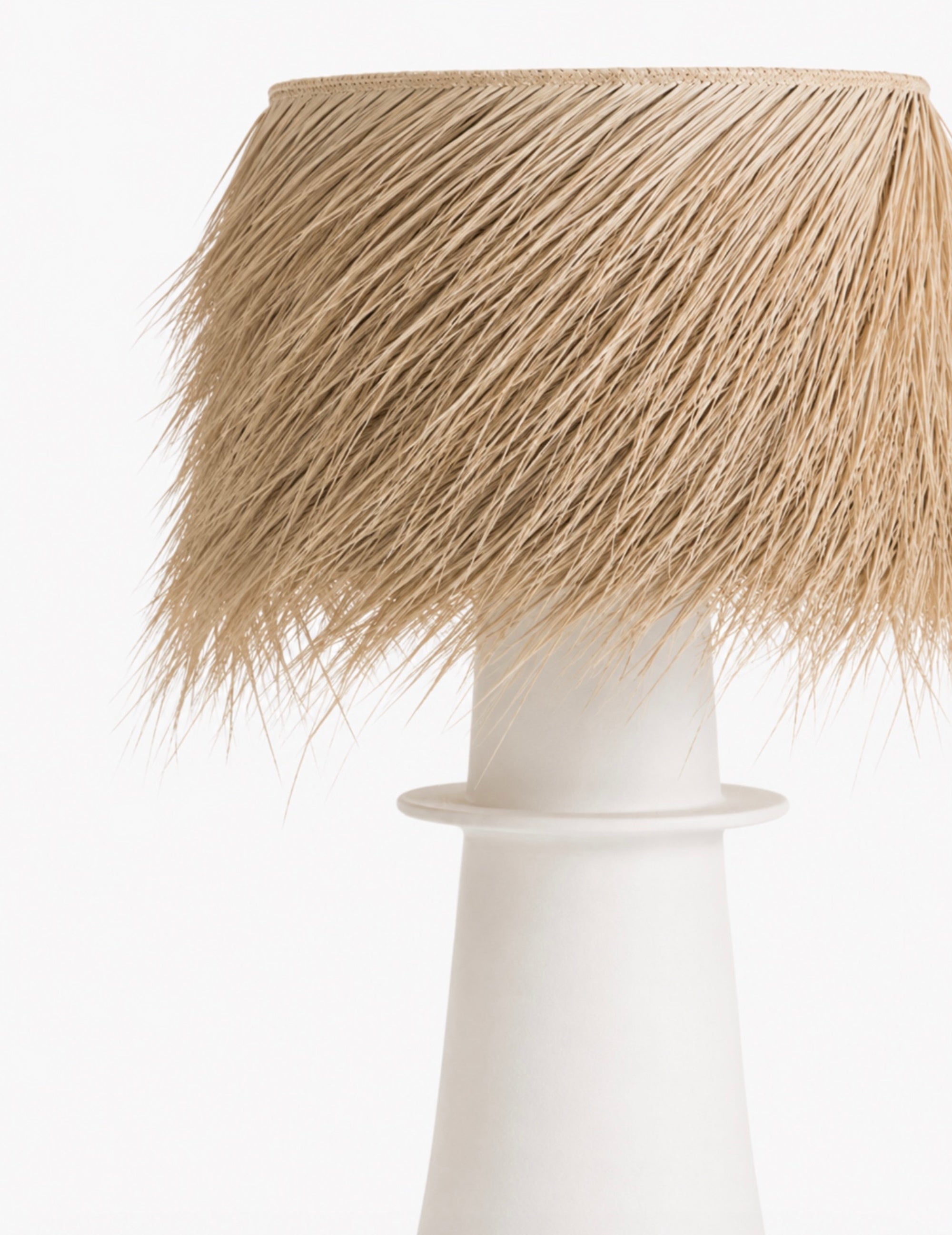 Stehlampe mit Palmenschirm Weiß
