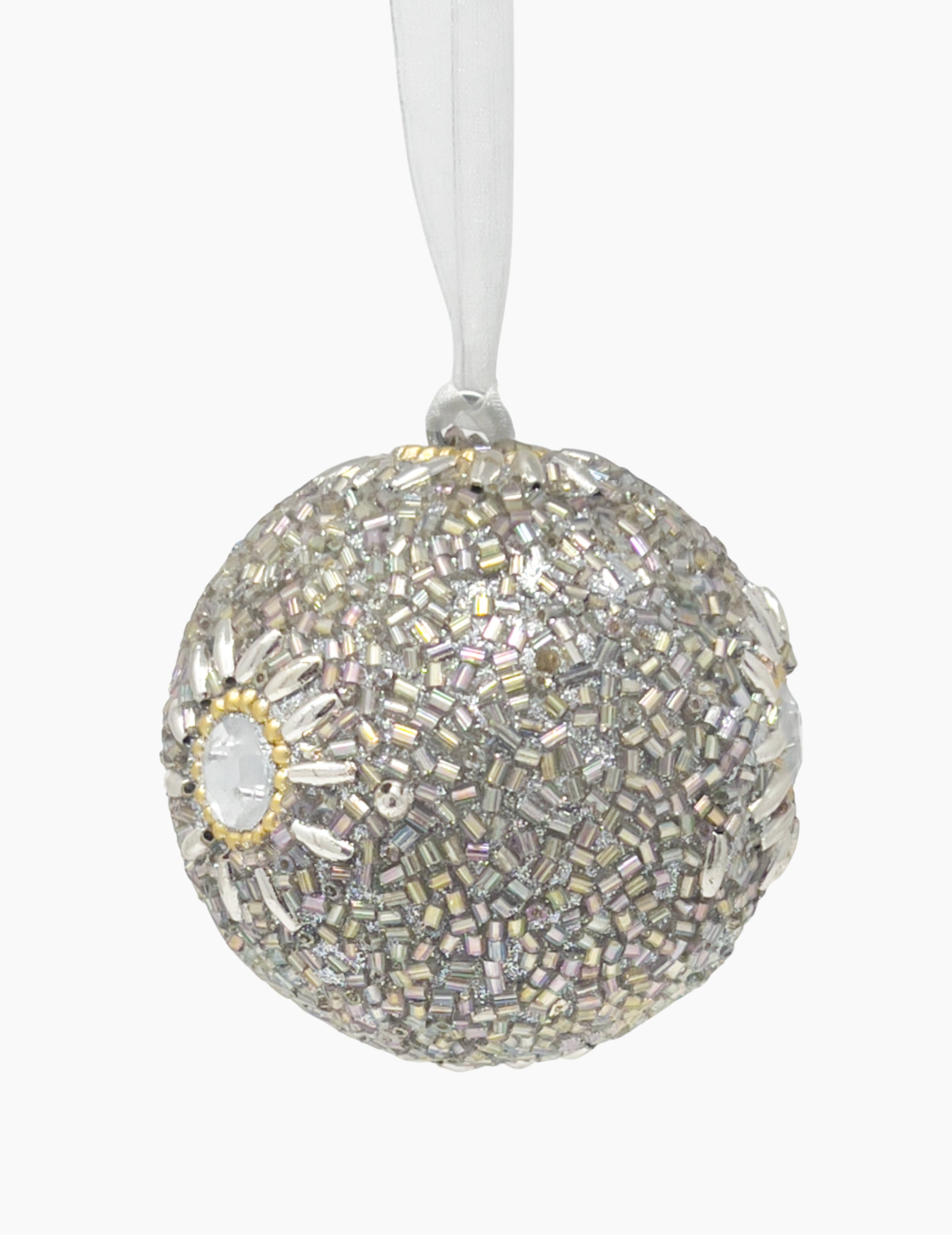 Weihnachtskugel mit Deko-Kristallen Silber