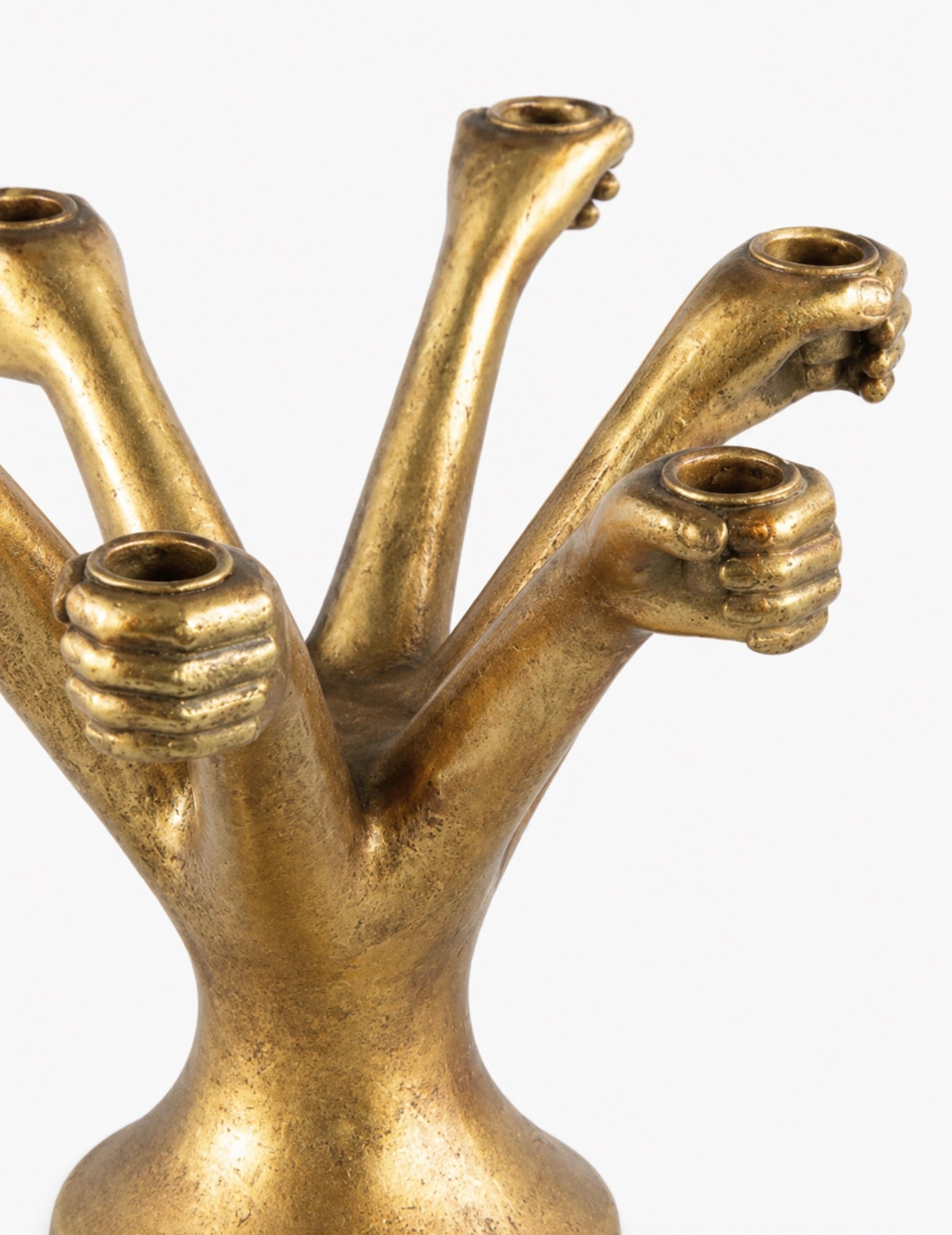 Kerzenständer in Messing-Optik Hände Gold