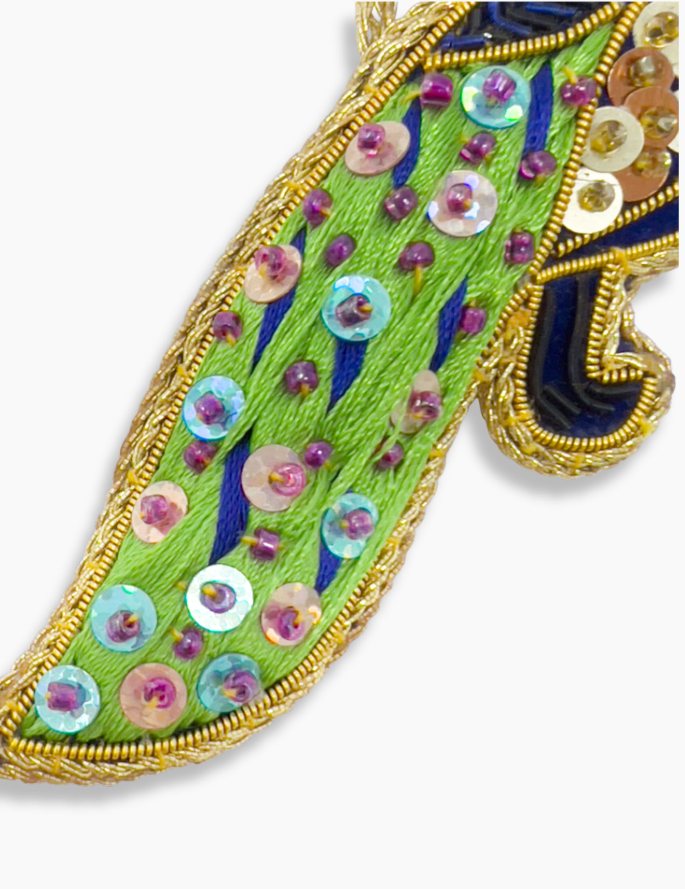 Weihnachtsanhänger Pfau mit Pailletten Blau-Grün