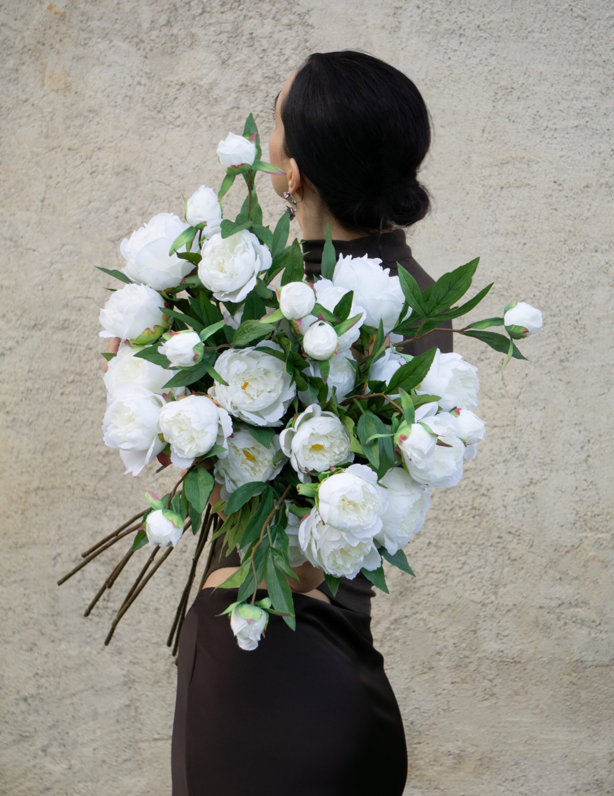 Kunstblume Pfingstrosenzweig Weiß