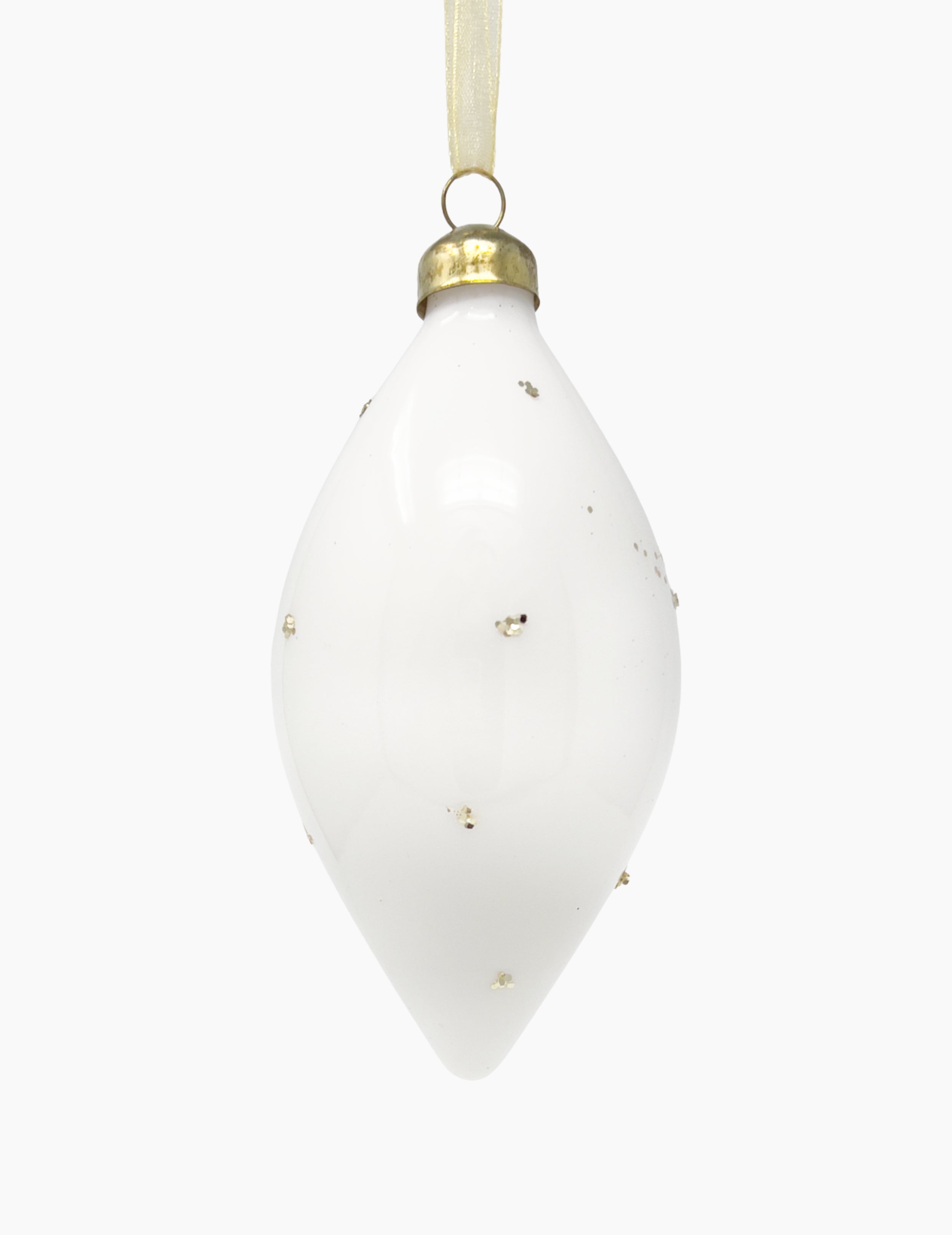 Weihnachtsornament mit Glitter Zapfen Weiß-Gold