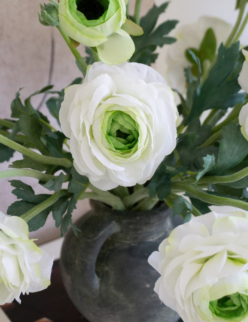 Kunstblume Ranunkel Weiß-Grün