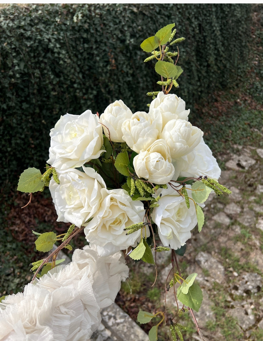 Kunstblume rose 'Real Touch' White