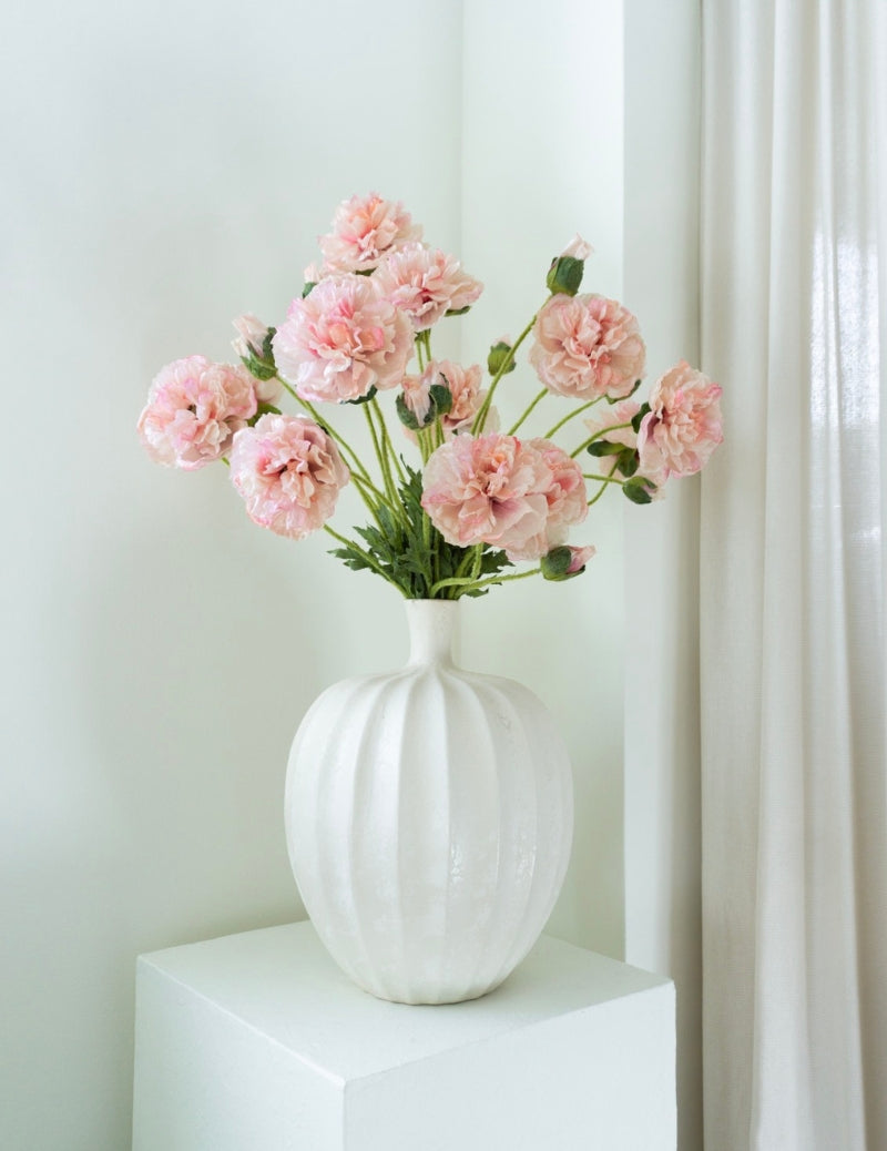 Kunstblume Mohn mit Knospe Rosa