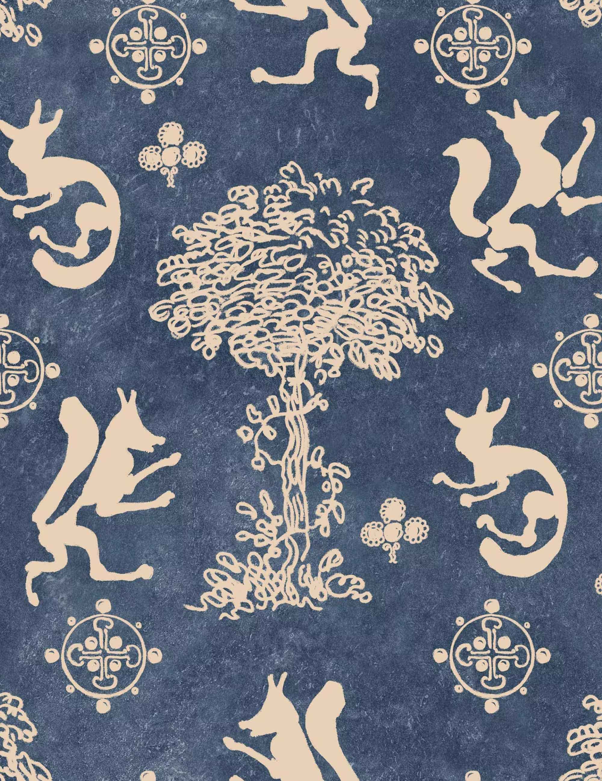 Wandtapete The Silly Fox Denim