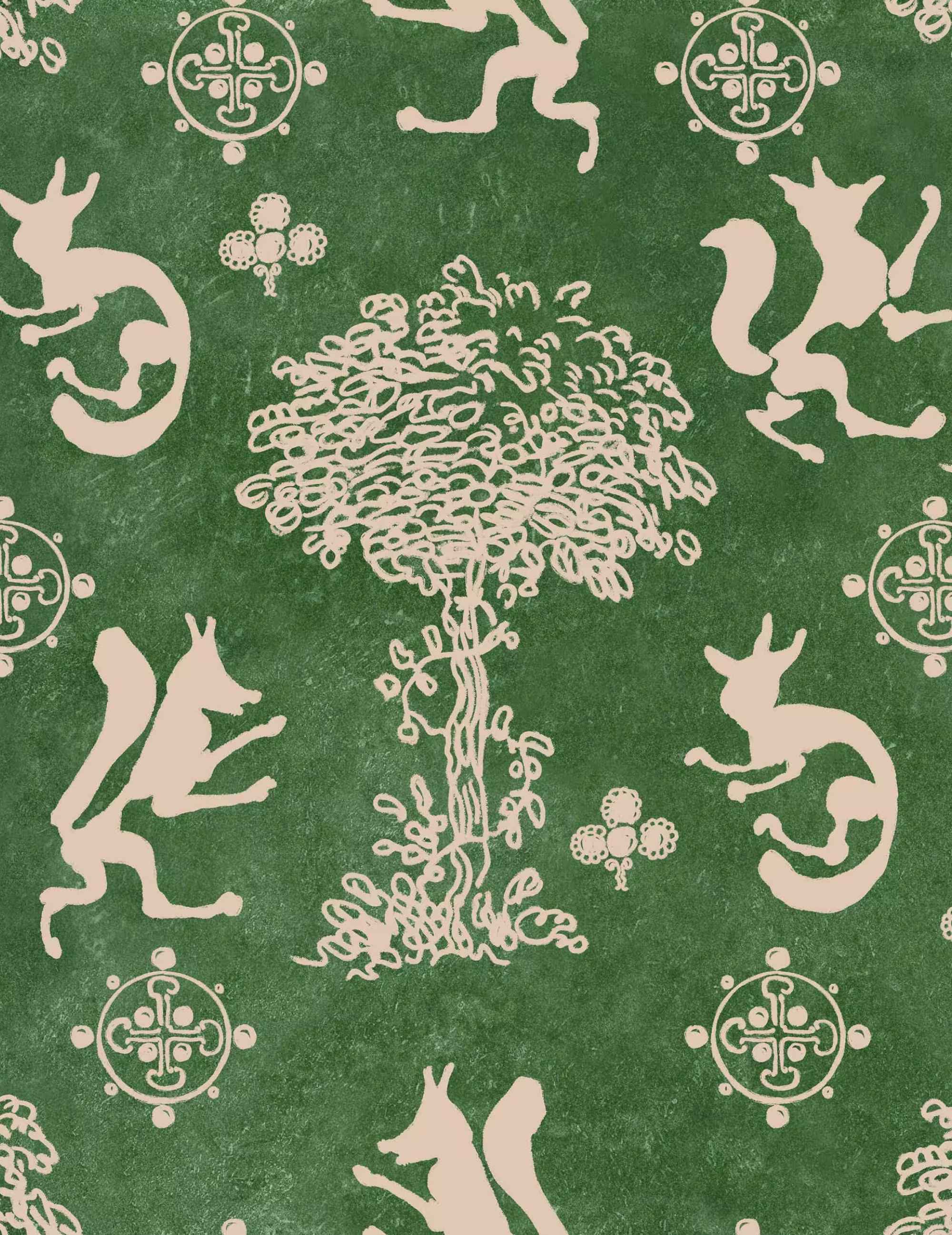 Wandtapete The Silly Fox Emerald