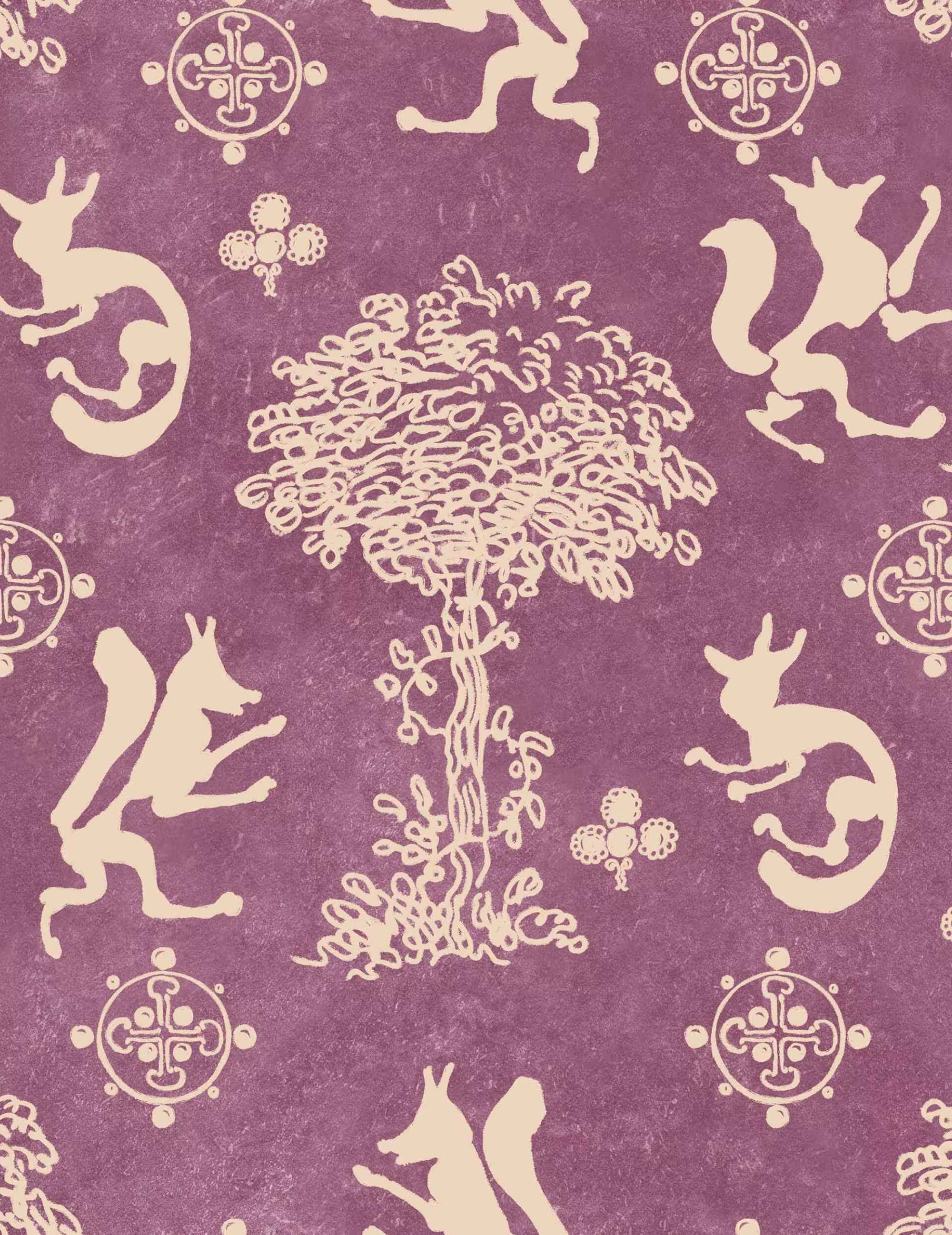 Wandtapete The Silly Fox Mauve