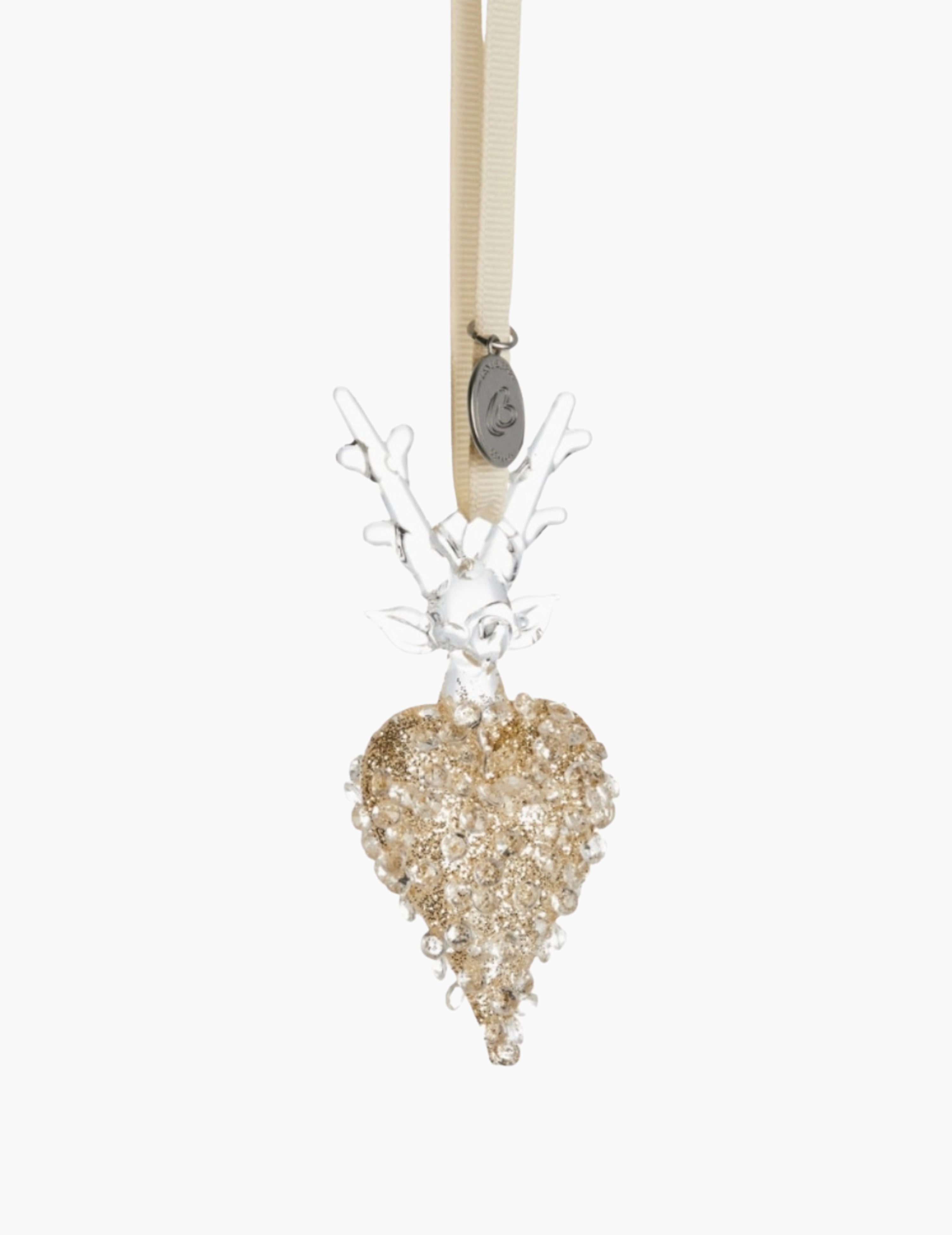 Weihnachtsornament Herz mit Hirschgeweih Gold