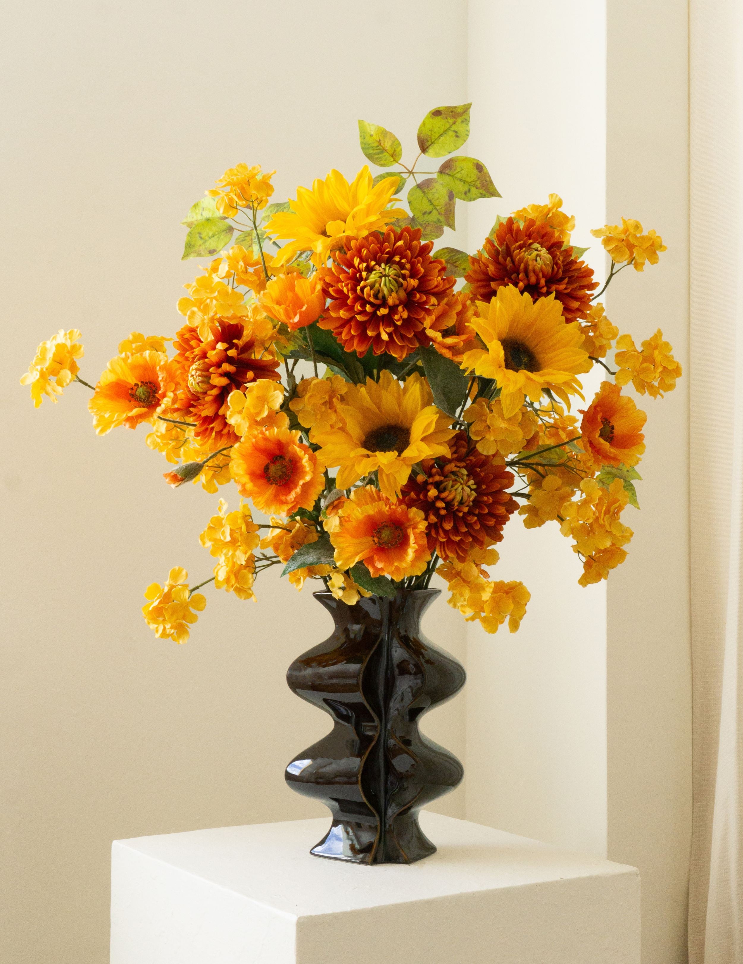 Kunstblume Chrysantheme Rot-Orange