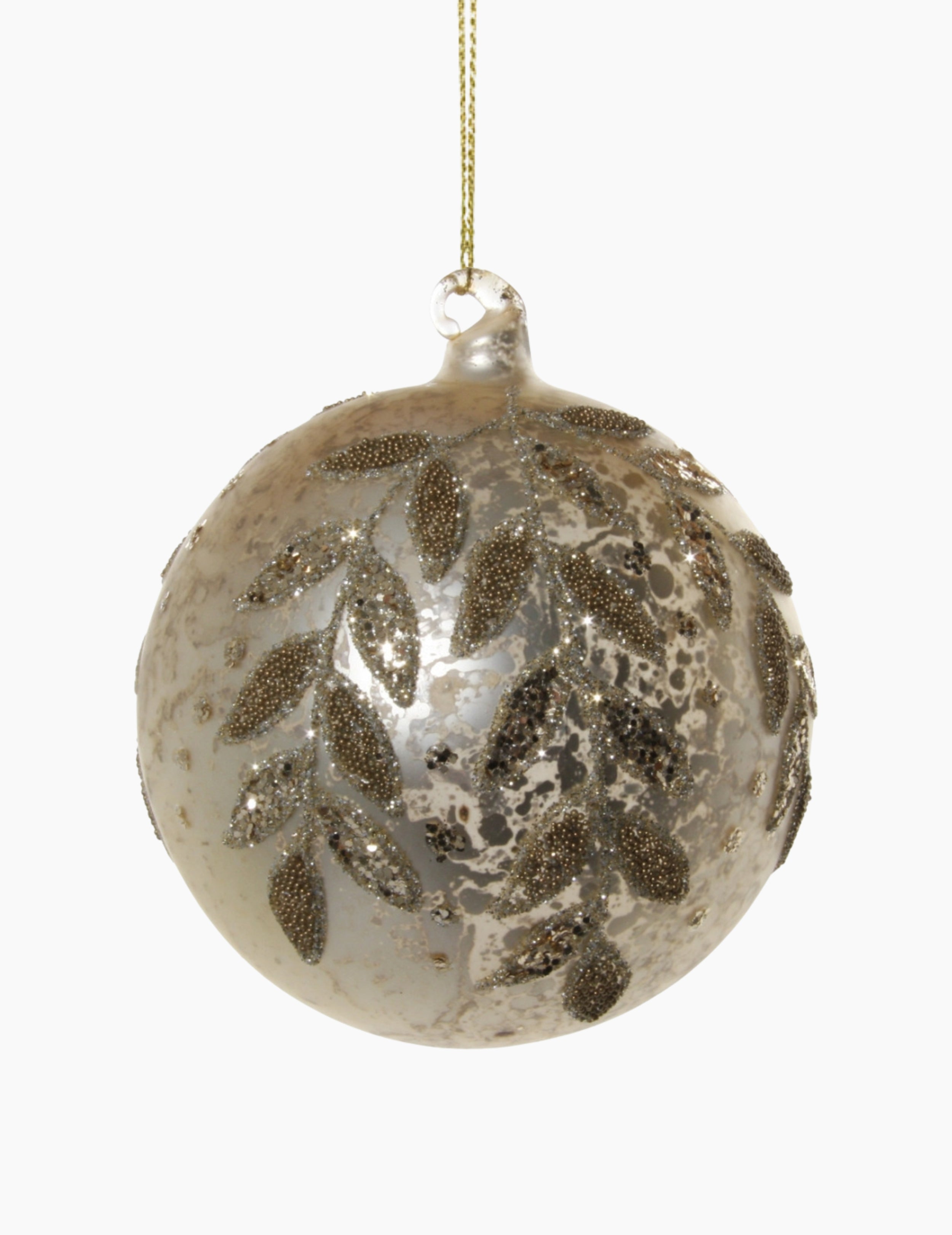 Christmas ball made of glass leaves gold