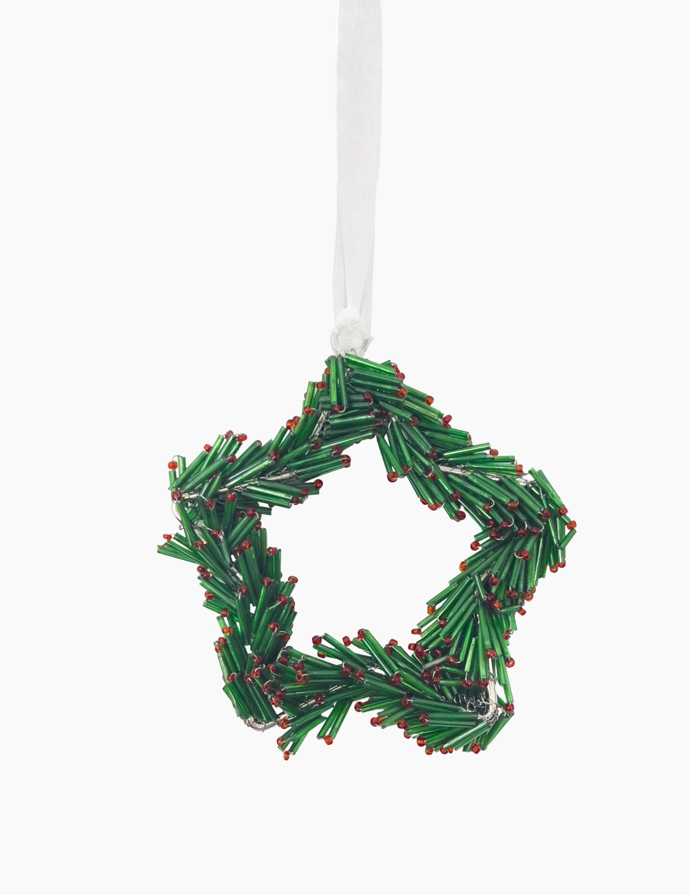 Weihnachtsanhänger Sternen-Kranz mit Steinen Grün