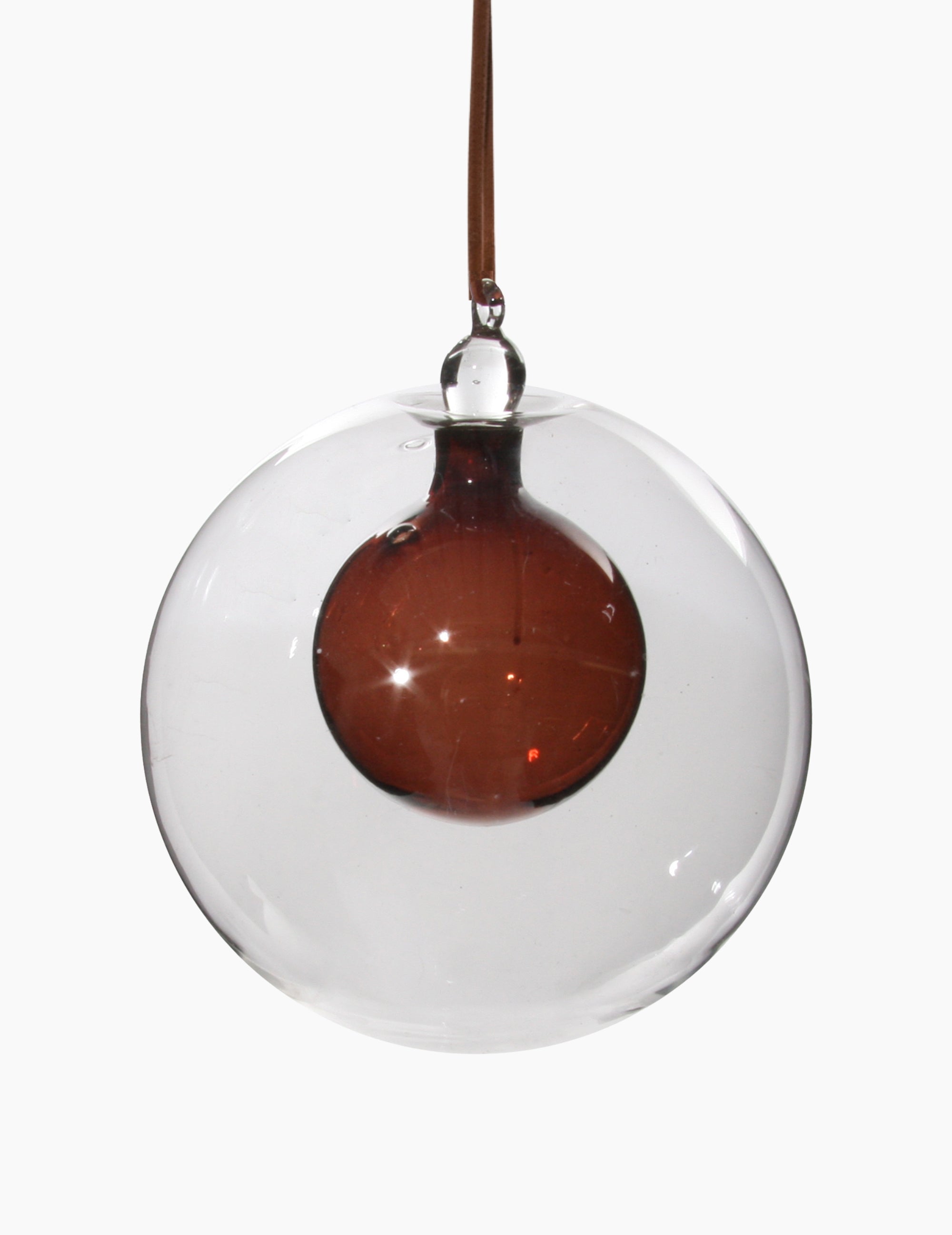 Weihnachtskugel aus transparentem Glas Weinrot