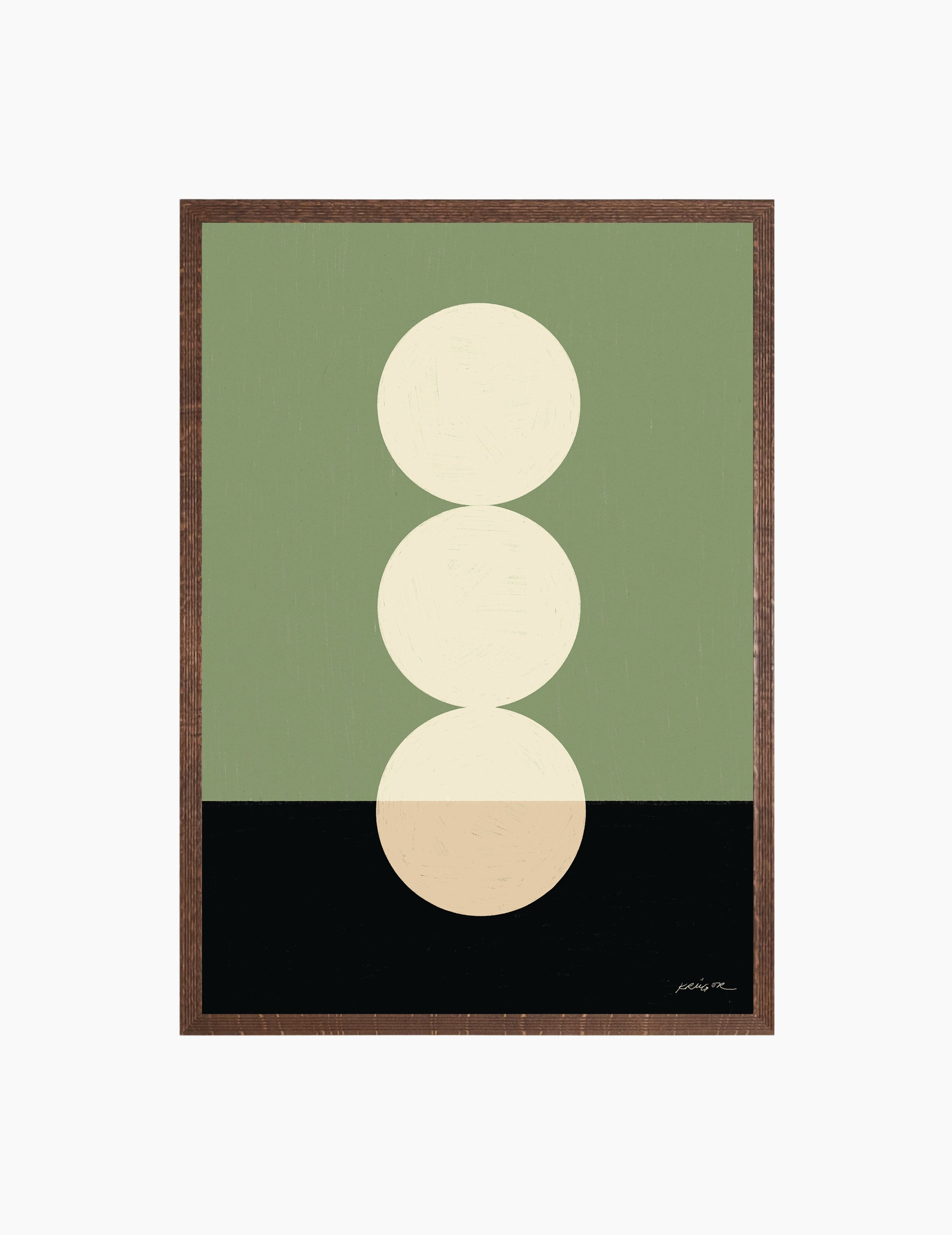 Poster Abstrakte Kreise Grün Creme