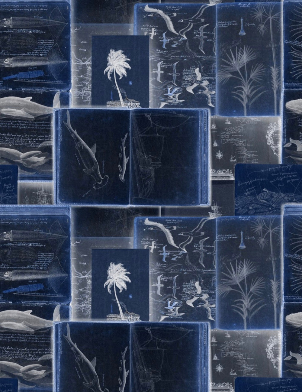 Wandtapete Seaman's Journal Indigo