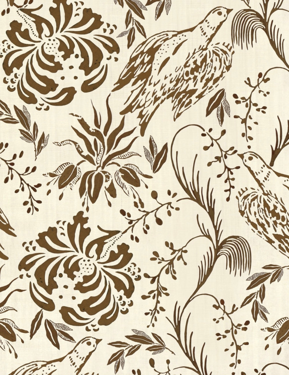 Wandtapete Folk Embroidery Tobacco