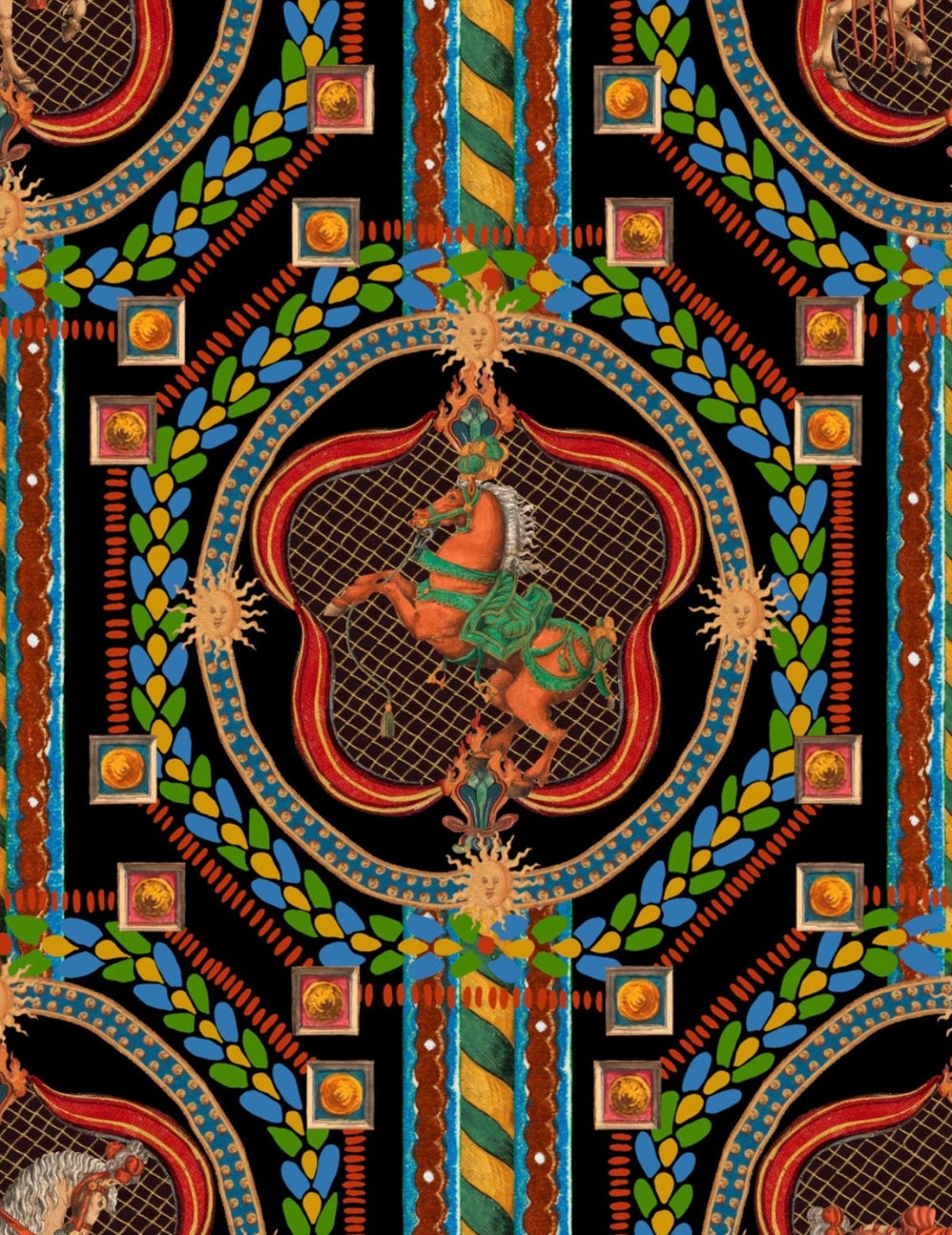 Wandtapete Venetian Ornament Anthrazit